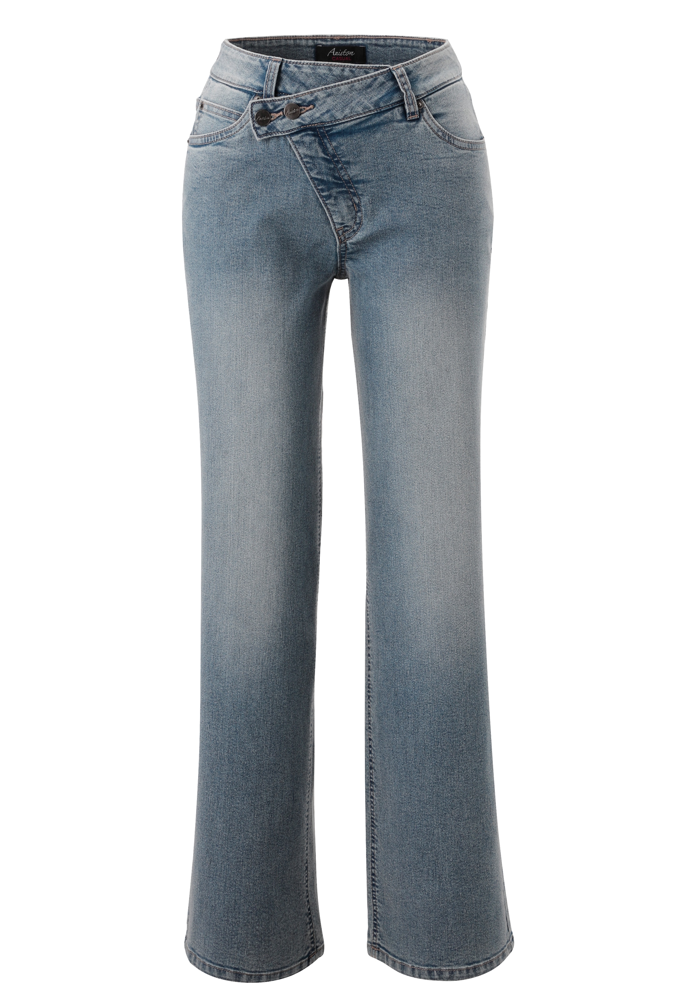 Aniston CASUAL Straight-Jeans mit extravaganten, asymmetrischem Verschluss - NEUE KOLLEKTION