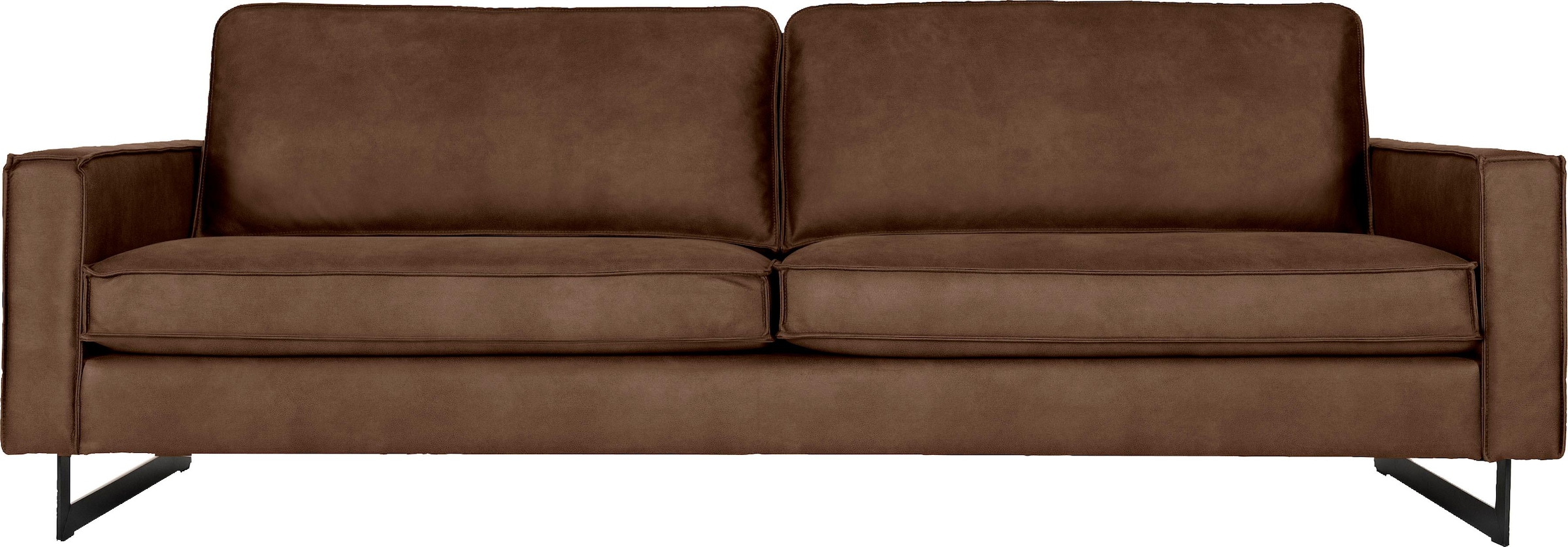 Places of Style 3-Sitzer »Maxi-Ausführung Pinto, 236 cm, Cord, Chenille, Lederoptik«, mit Keder, schwarze Metallfüße, Wellenunterfederung