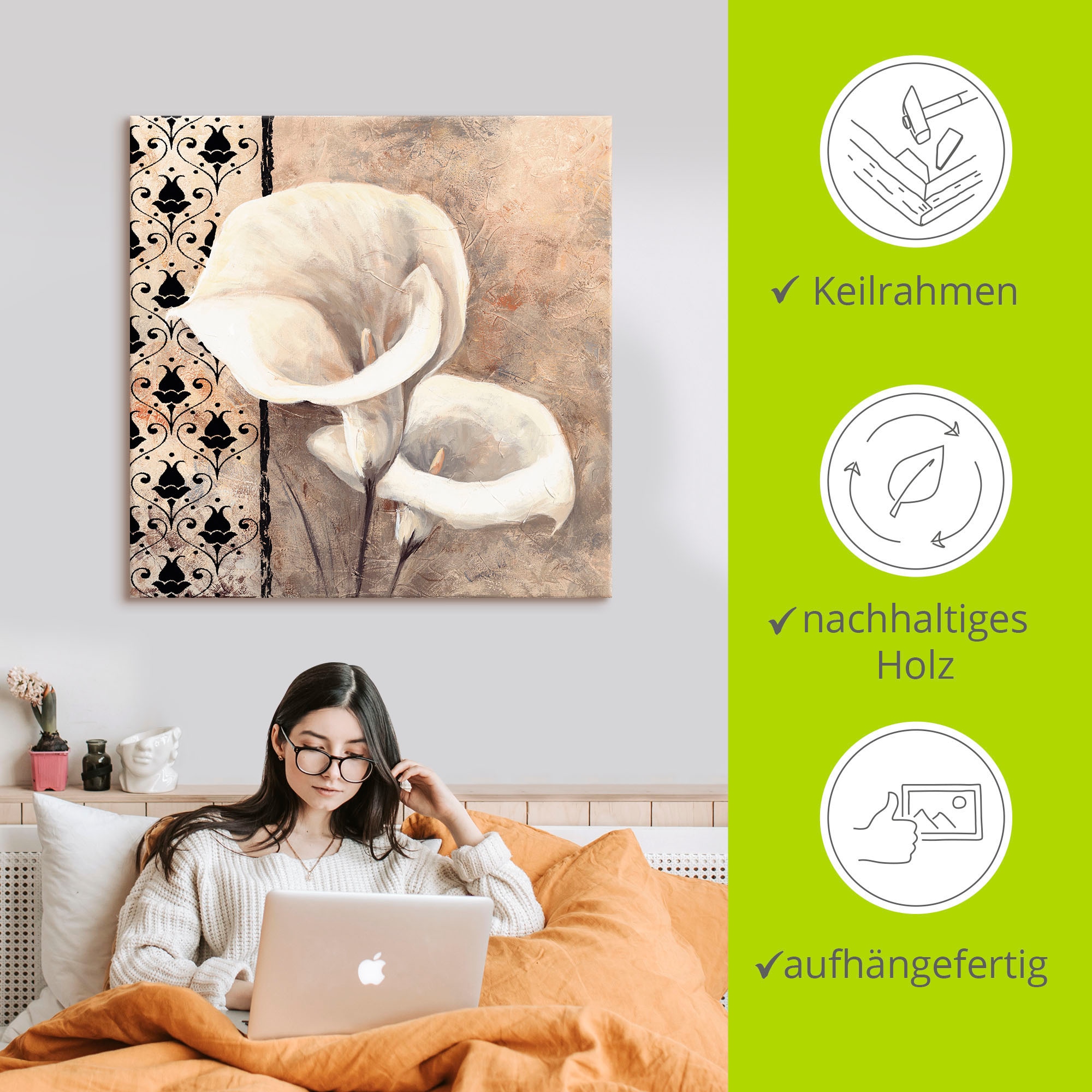 Artland Leinwandbild »Klassische Callas« Blumenbilder 1 Stk. tlg. als Alubild, Outdoorbild, Leinwandbild, Poster in verschied. Größen