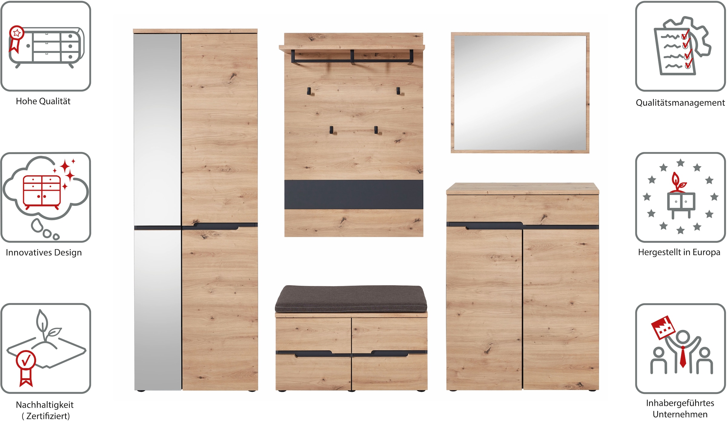 Innostyle Garderoben-Set »MEMPHIS«, (Komplett-Set, 5 St.)