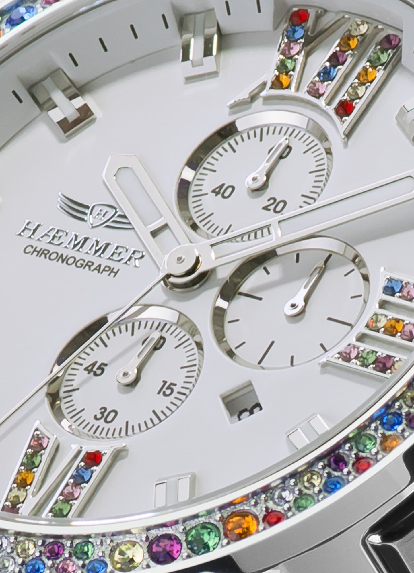 HAEMMER GERMANY Chronograph »EMINENT«, Quarzuhr, Damenuhr, Datum, Stoppfunktion, Saphirglas, Lederarmband
