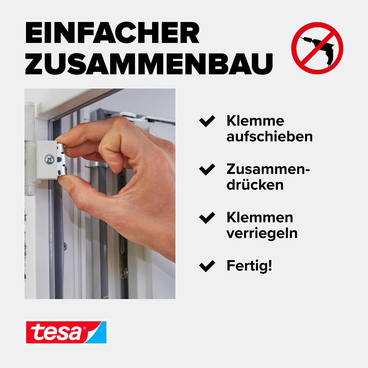 tesa Insektenschutz-Tür »Insect Stop Falt Adapter für ALU Comfort Fliegengitter - Adapter-Set«, zur Montage von Insektenschutz an Balkontür / Terrassentür