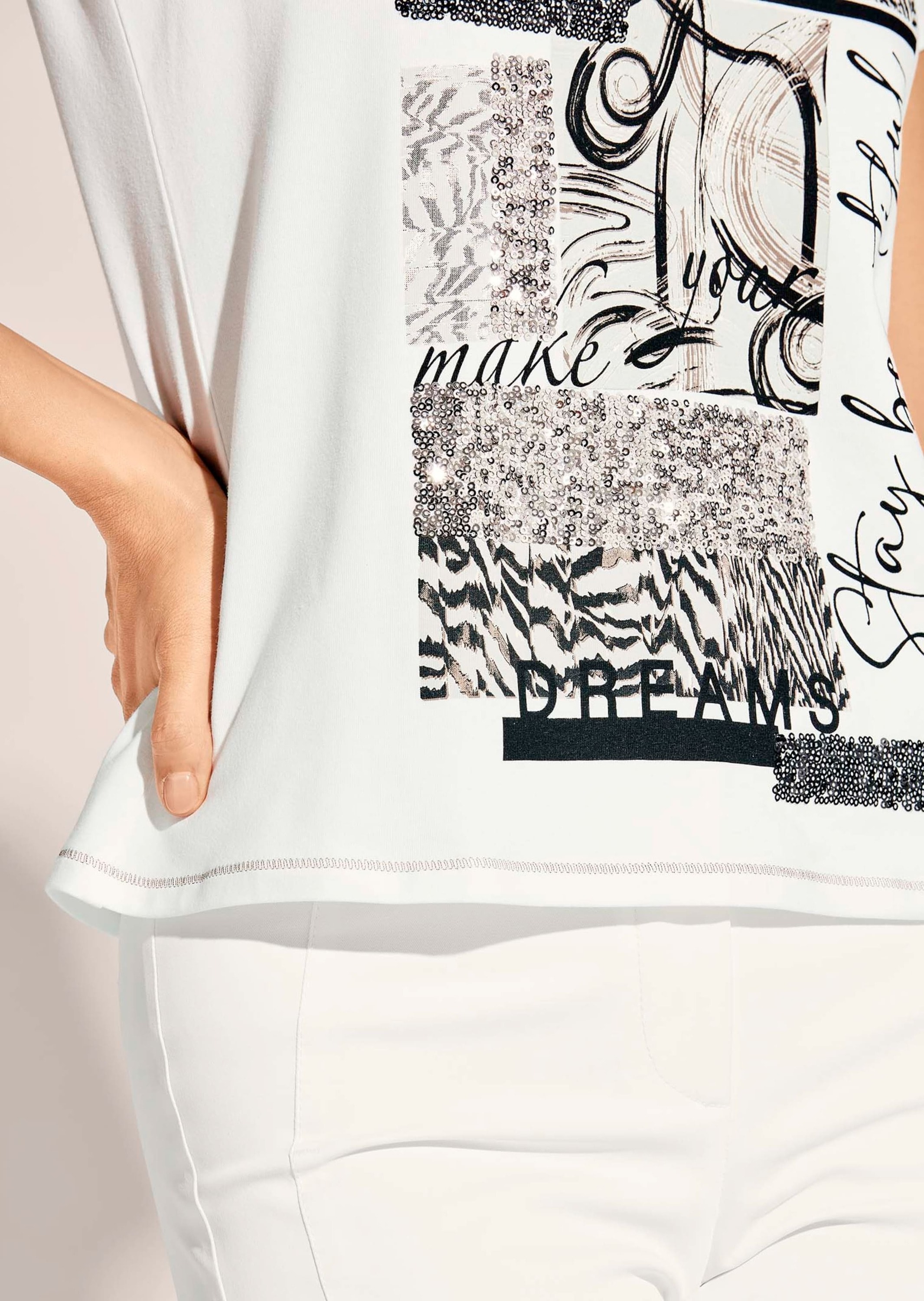 MADELEINE Kurzarmshirt »Shirt Trendiges Print-Shirt mit Pailletten«