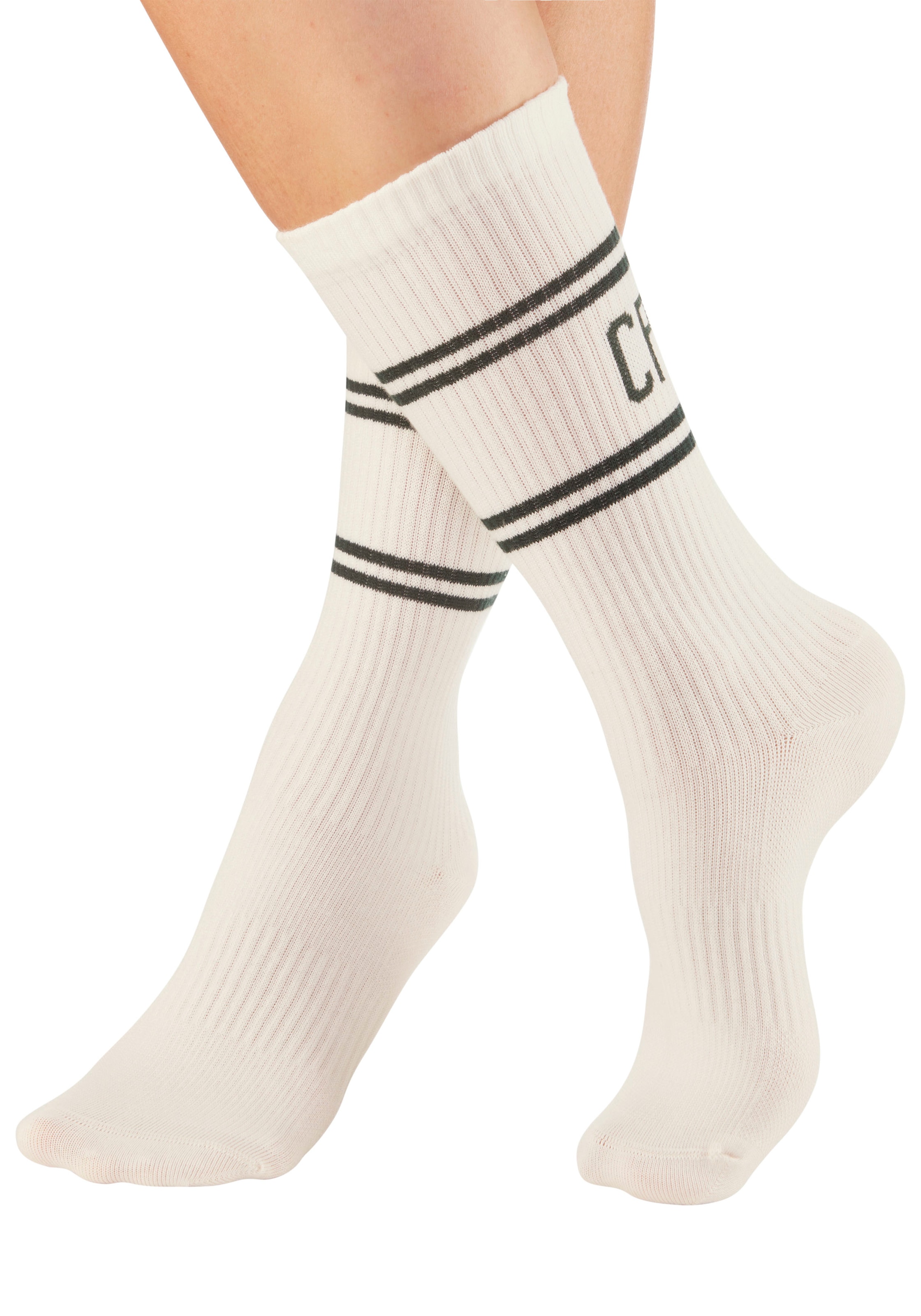Copenhagen Studios Langsocken, (Packung, 2 Paar), mit Pikeé-Struktur unter der Sohle