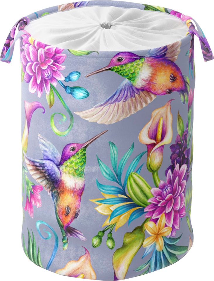 Wäschekorb »Kolibri«, kräftige Farben, samtweiche Oberfläche, mit Deckel