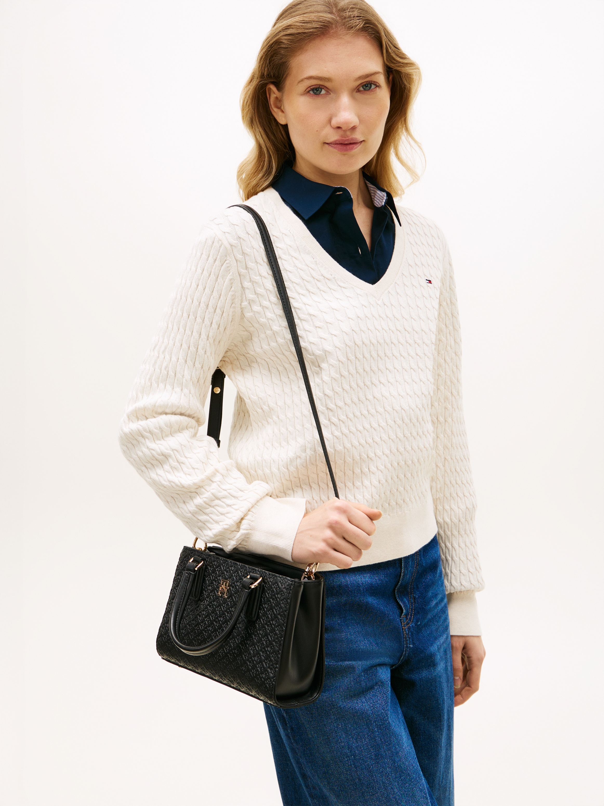 Tommy Hilfiger Tragetasche »TH DAILY MINI TOTE MONO« Damen Handtasche, Umhängetasche, Schultertasche mit TH-Schmuckelement