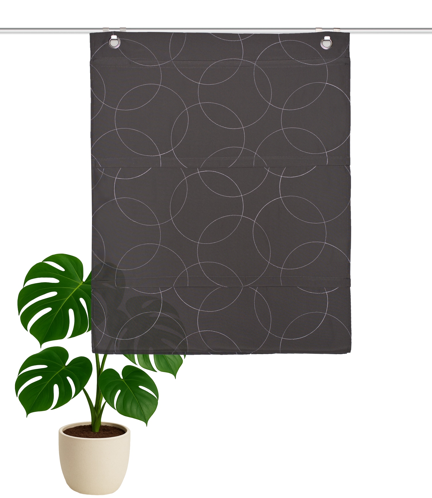 HOME WOHNIDEEN Magnetrollo »ADALIA« mit Hakenaufhängung ohne Bohren und Schrauben bestickt