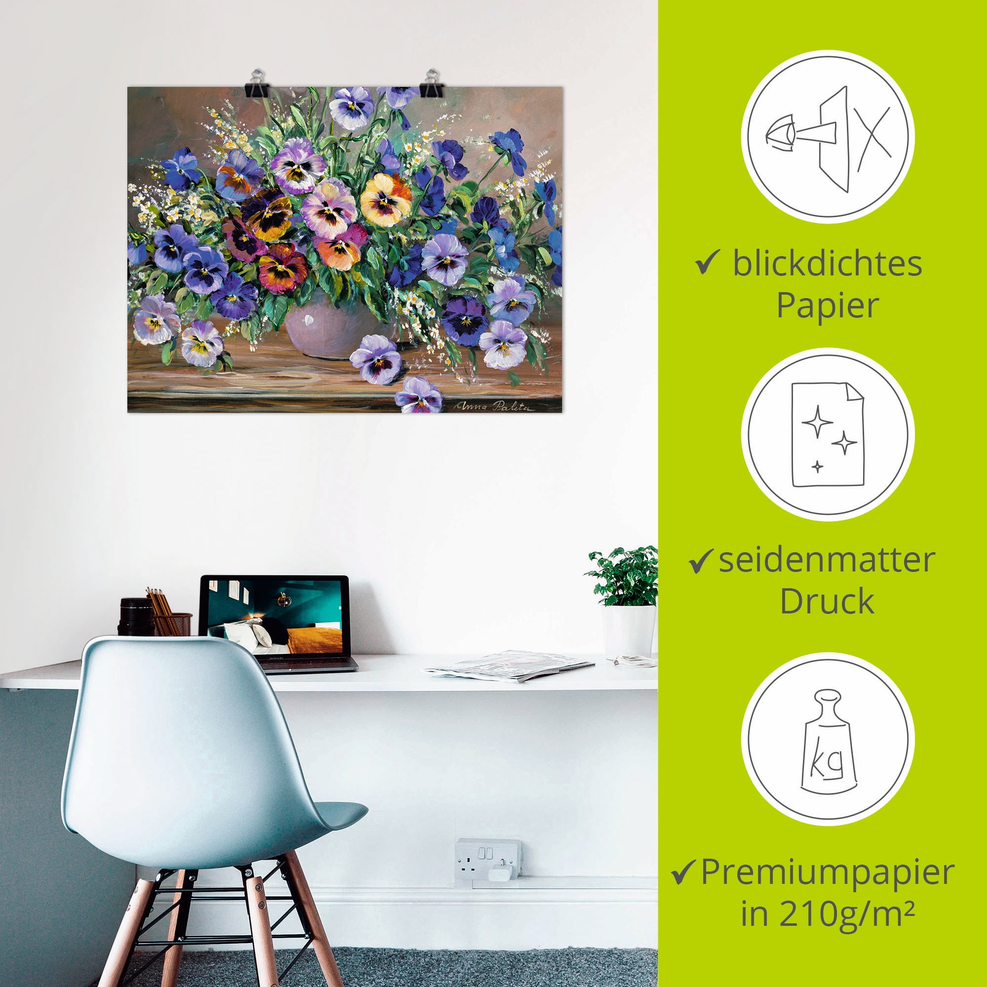 Artland Poster »Stiefmütterchenstrauß« 1 Stk. tlg. als Leinwandbild, Wandaufkleber oder Poster in versch. Größen