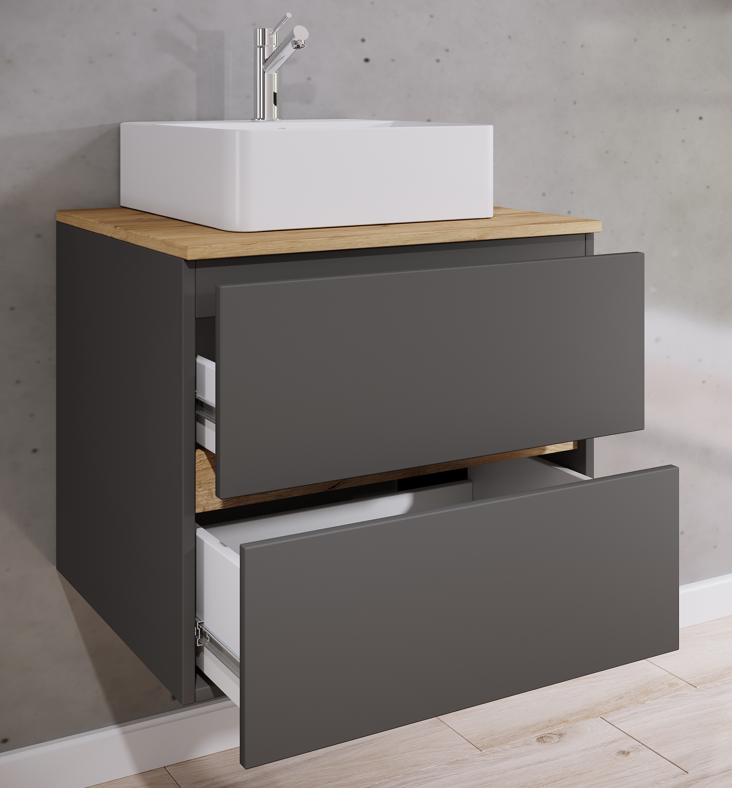 VCM Waschtisch »2 tlg. Badmöbel-Set mit Waschbecken Cosila-A 60 cm« 2 Stk. tlg.