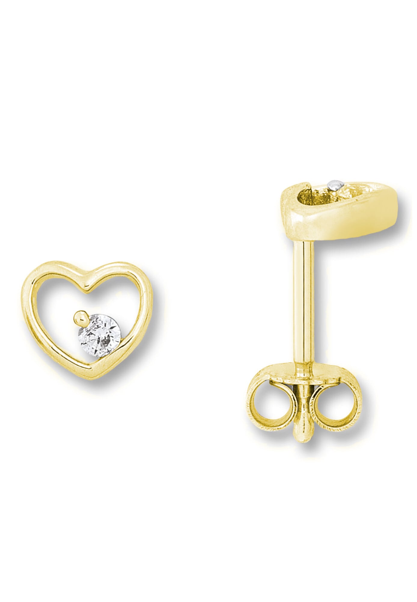 ONE ELEMENT Paar Ohrstecker »Zirkonia Herz Ohrringe  Ohrstecker aus 333 Gelbgold«