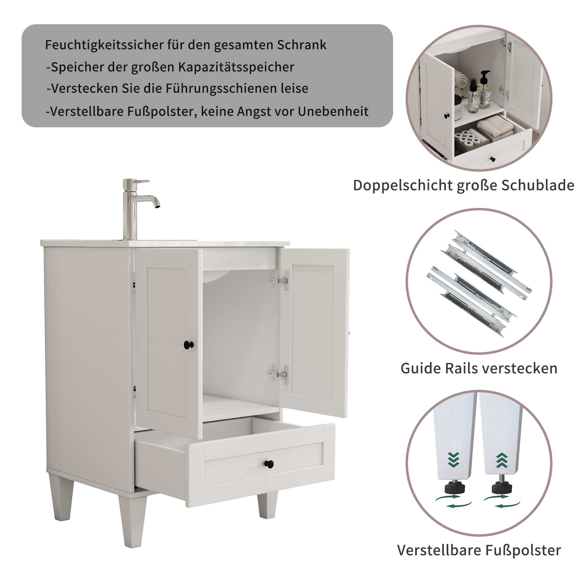 welltime Waschtisch »Amsterdam« Badmöbel inkl. Keramikwaschbecken, in verschiedenen Breiten erhältlich