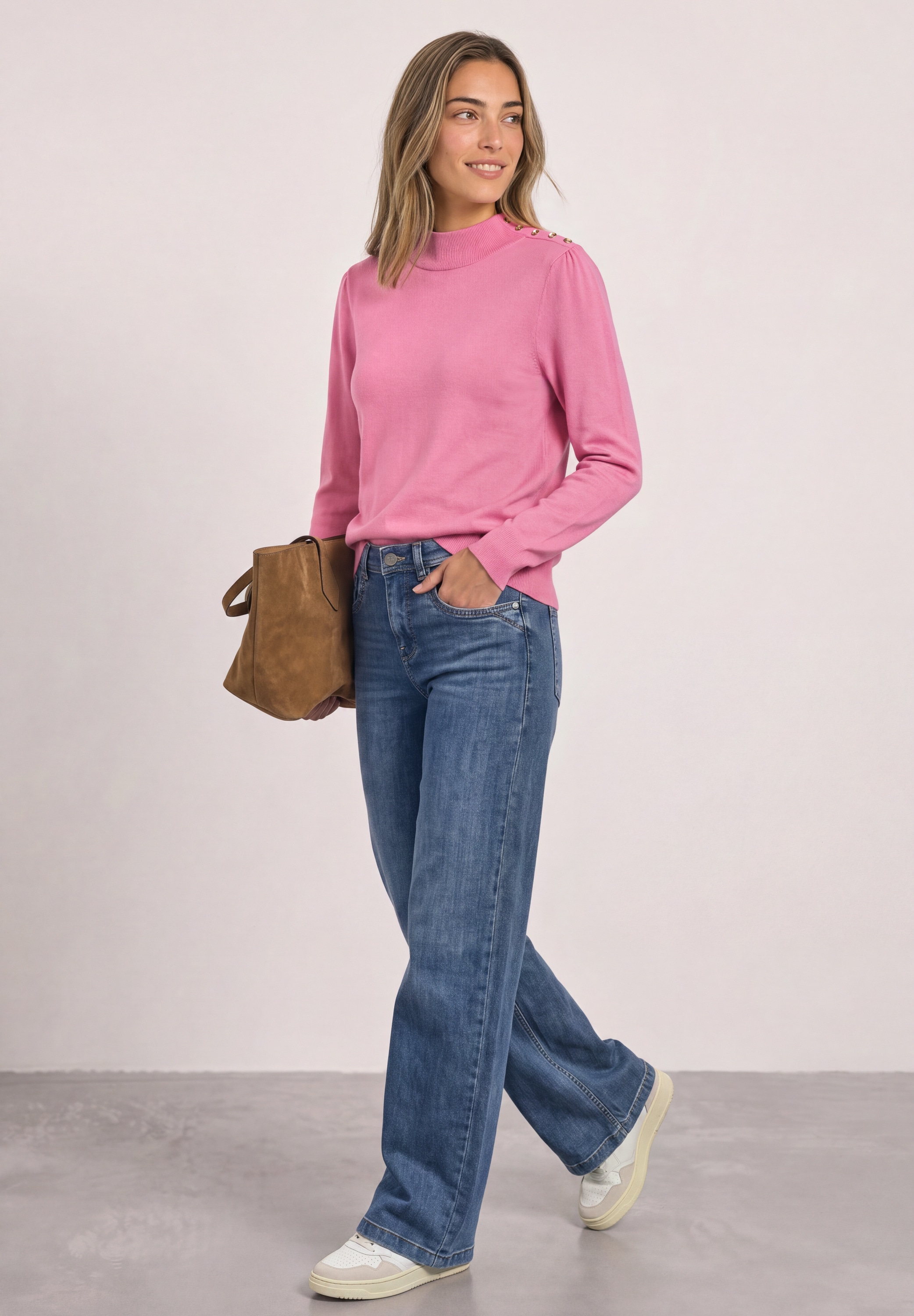 STREET ONE Strickpullover mit Turtle Neck und Knopfdetail