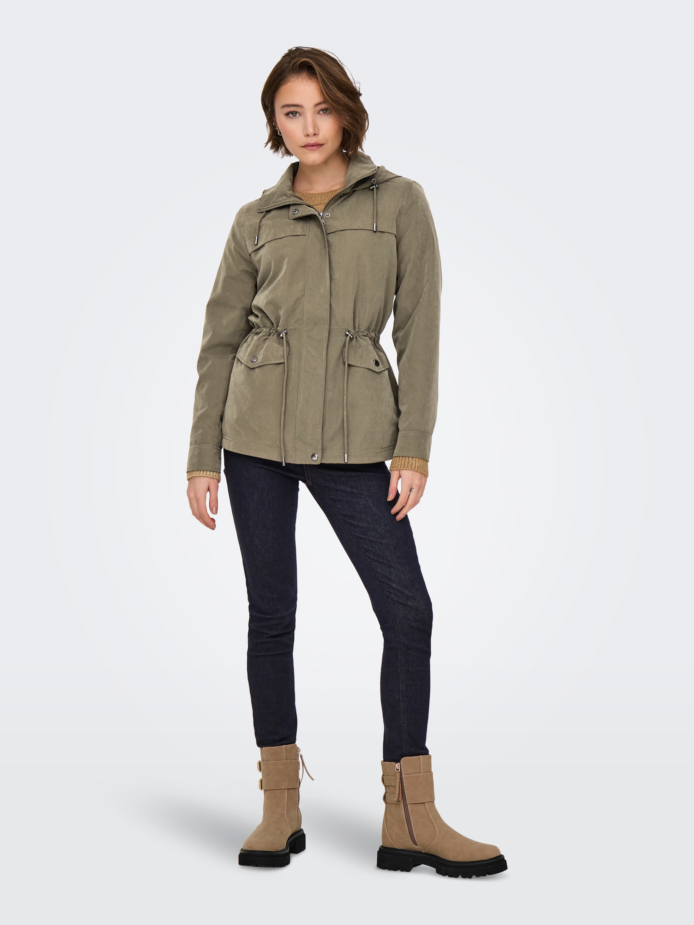 ONLY Parka »ONLNEWSTARLINE SPRING JACKET CC OTW« mit Kapuze mit durchgehendem und verdecktem Reißverschluss