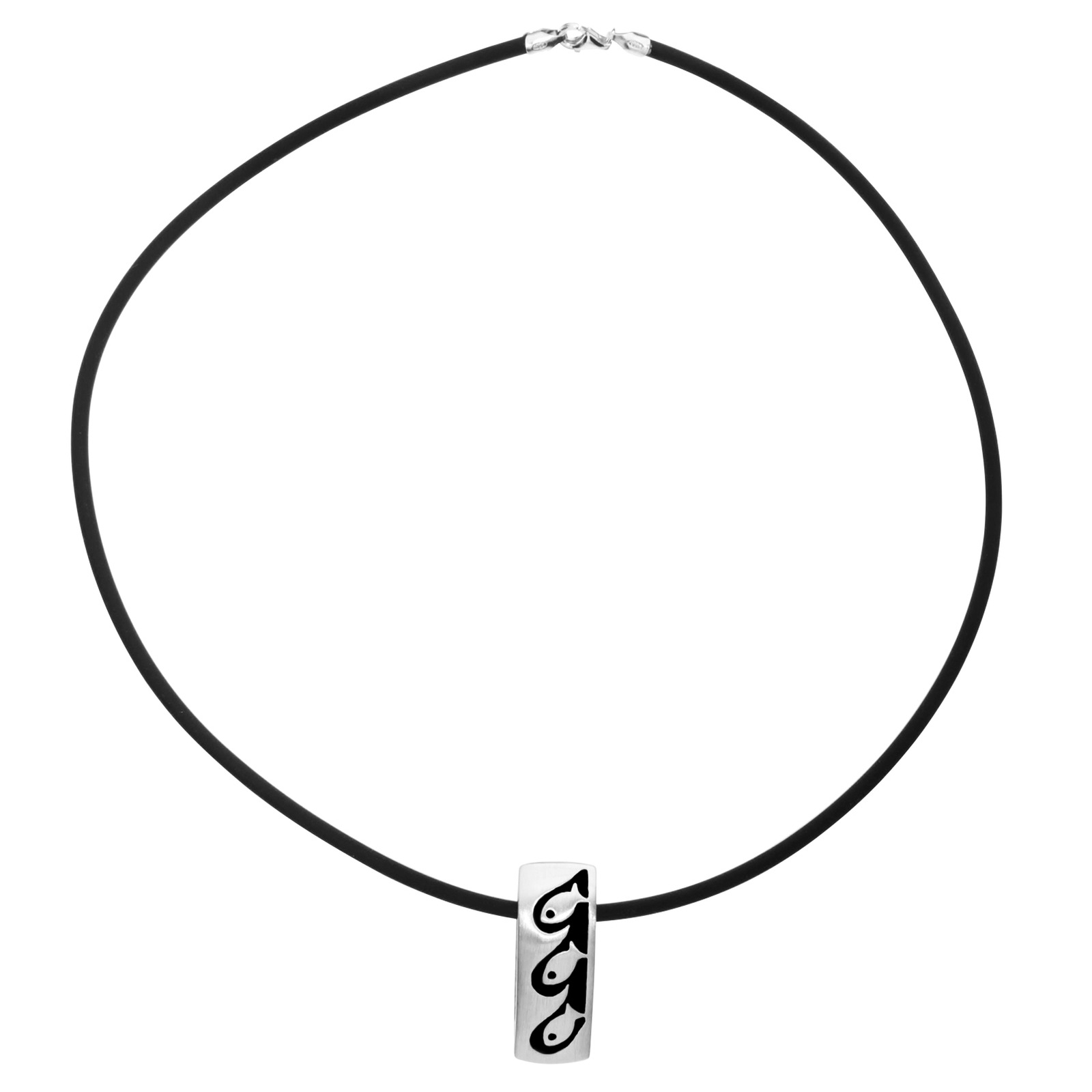 OSTSEE-SCHMUCK Kette mit Anhänger »- Fisch - Kautschukreif - Silber 925/000 -,«