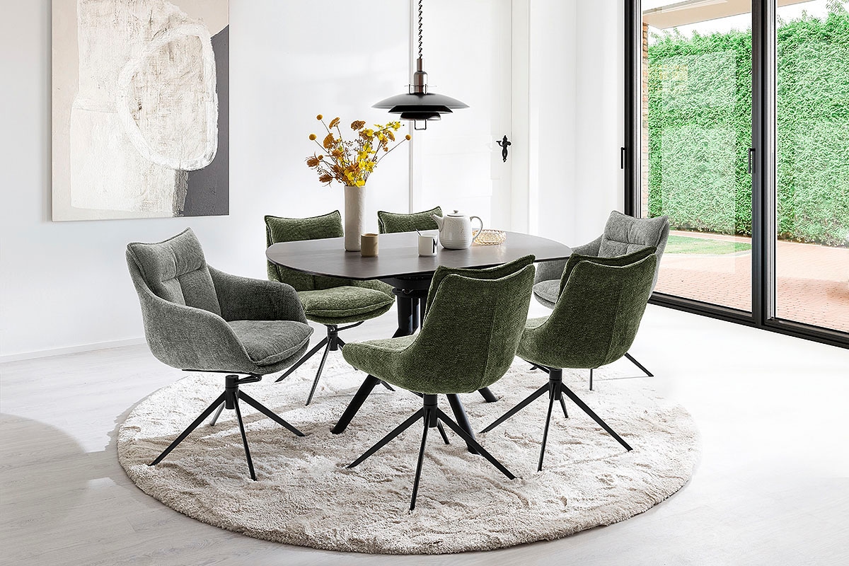 MCA furniture Esstisch »RUBIKON Vierfußtisch 90-135 cm«, (Einzelstück), Keramik, Metall, Längsseitenauszug, ausziehbar, 13 mm