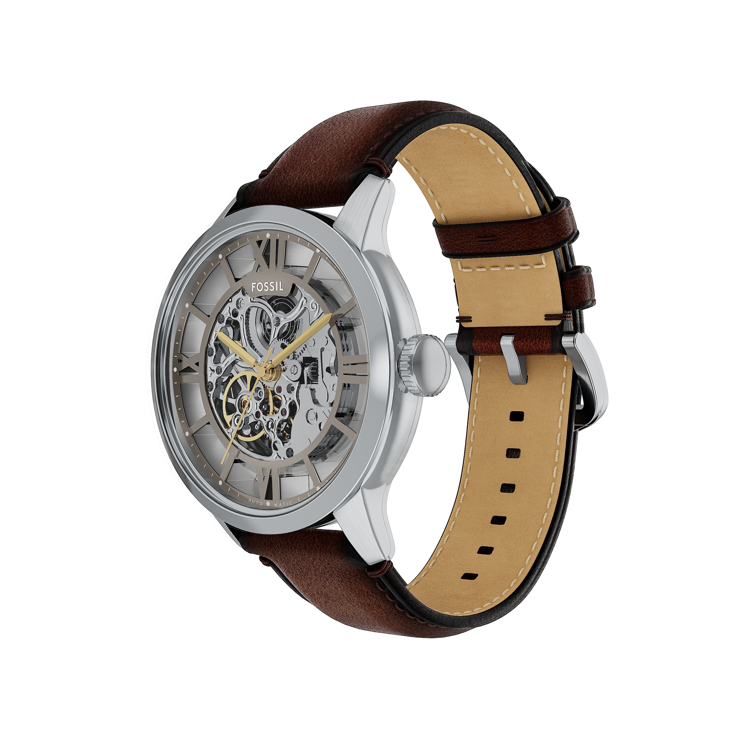 Fossil Automatikuhr »TOWNSMAN« Armbanduhr, Herrenuhr, Mechanische Uhr, Lederarmband, analog