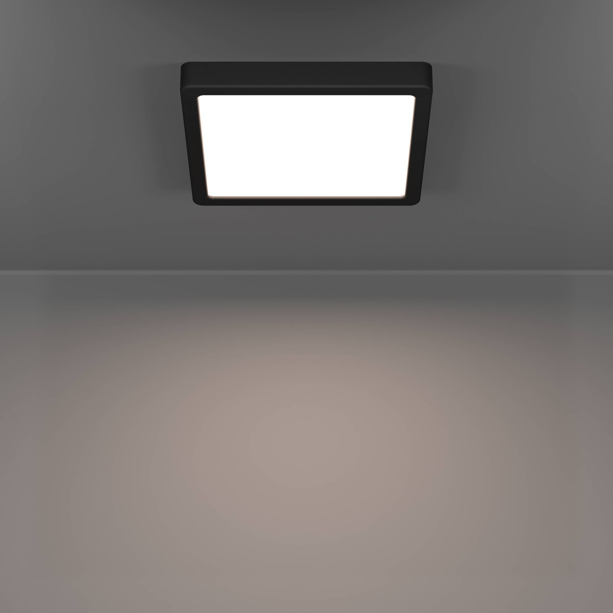 EGLO Aufbauleuchte »Fueva 6 Deckenleuchte, Badlampe Decke, Kunststoff, Deckenbeleuchtung« LED-Modul 1 Stk. Kaltweiß | Neutralweiß | Warmweiß Aufbauleuchte - L22 x B22 x H2,5 cm - schwarz - 10,5W inkl.