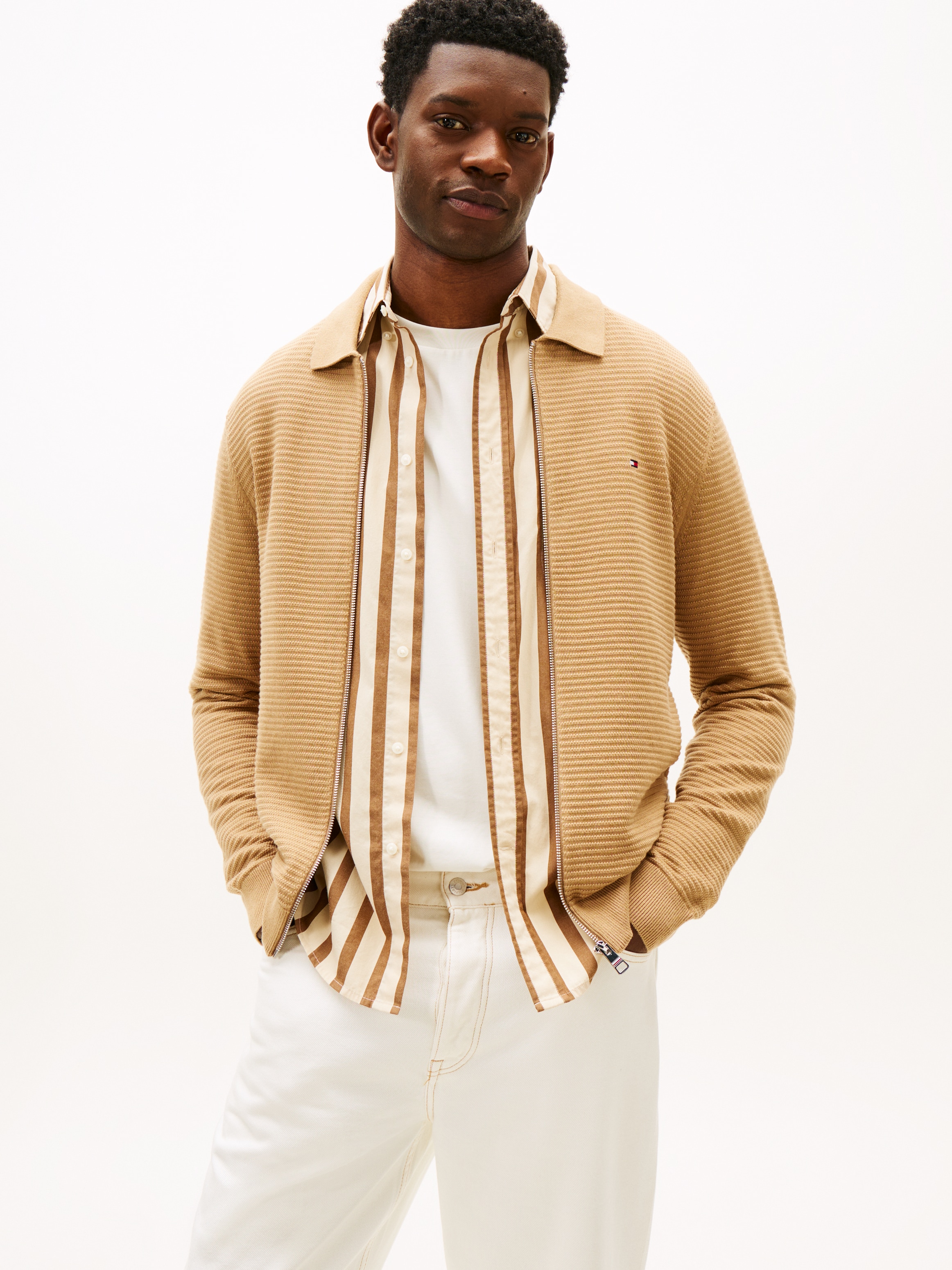 Tommy Hilfiger Cardigan »SEASONAL STRUCTURE« strukturiert, mit Polokragen, regular fit