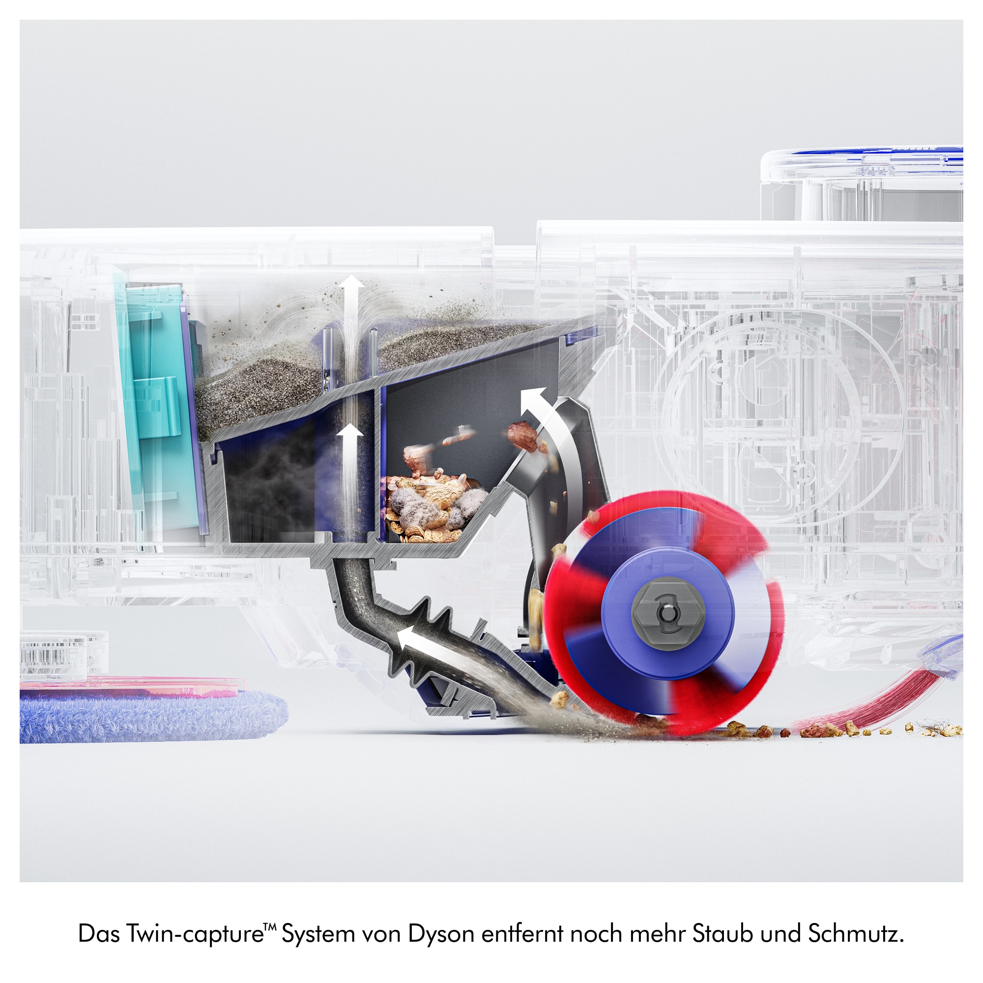 DYSON Nass-Trocken-Saugroboter »Dyson R2 Nurovi™ Wash+Dry Saugroboter« 21.000 Pa Saugkraft; Twin-capture™-System; Reuleaux-Dreieck-Wischpads