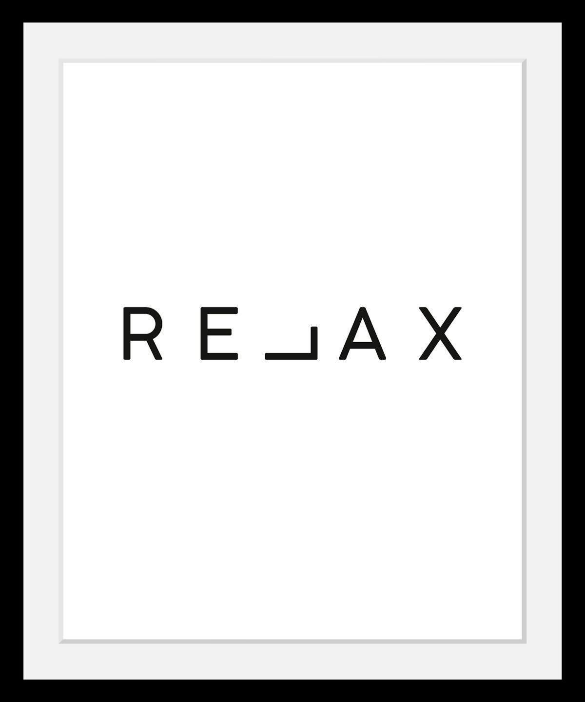 queence Bild »Relax«, Schwarz-Weiß-Schriftzug-Motivationsbilder-Humor, HD Premium Poster-Druck inkl. Holzrahmen