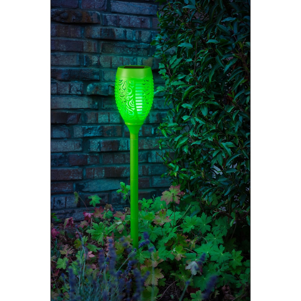 BONETTI LED Gartenfackel »Solar Fackel«, LED-Modul, 1 St., LED Solar Gartenfackel grün mit realer Flamme