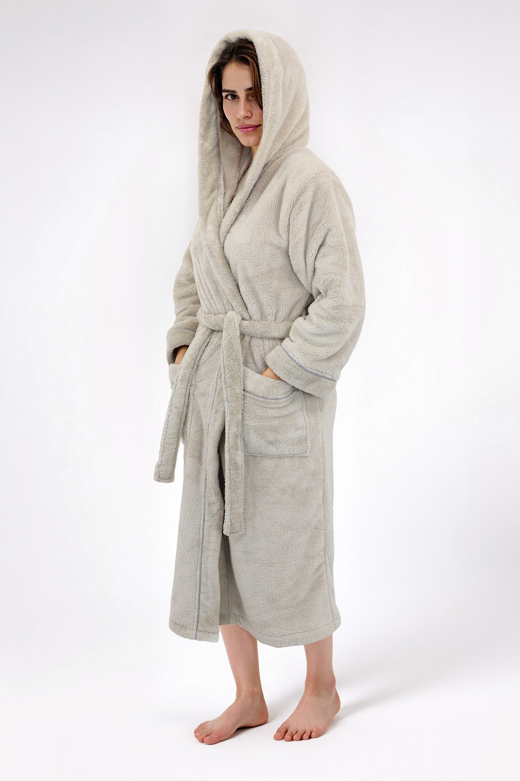 my home Unisex-Bademantel »Lillou, ideal für Sauna & Spa, Hotelbademantel, Morgenmantel« 1 Stk. kuschelig weicher Fleece, plüsch, für Damen und Herren, XS-3XL