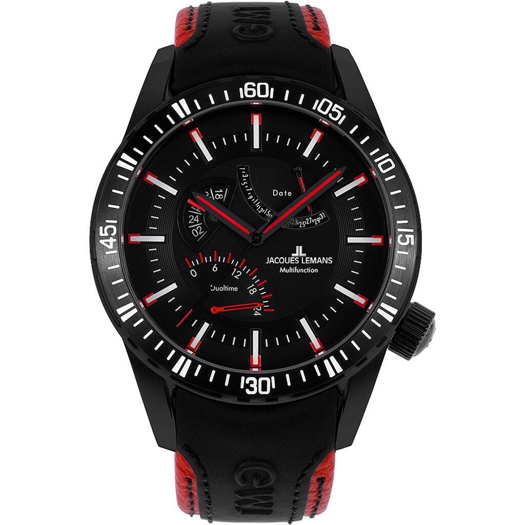 Jacques Lemans Chronograph »Liverpool GMT, 1-1880A«, (Set, 3 tlg., mit Wechselband und Werkzeug)