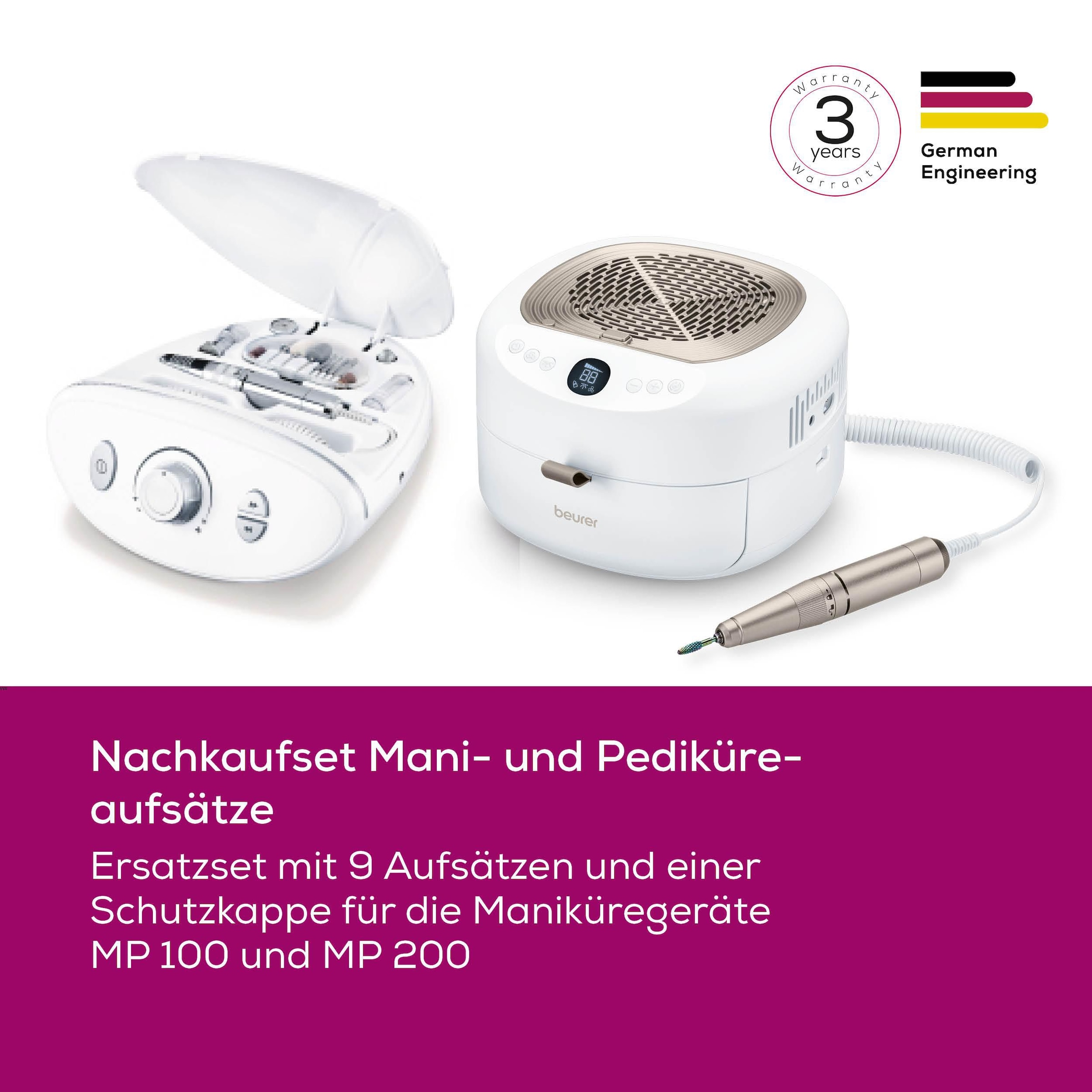 BEURER Ersatzschleifkörper »Aufsatz-Nachkaufset, Maniküre-/Pediküreaufsätze«, Für den Gebrauch mit den Beurer Geräten MP 100 und MP 200/210 LUX