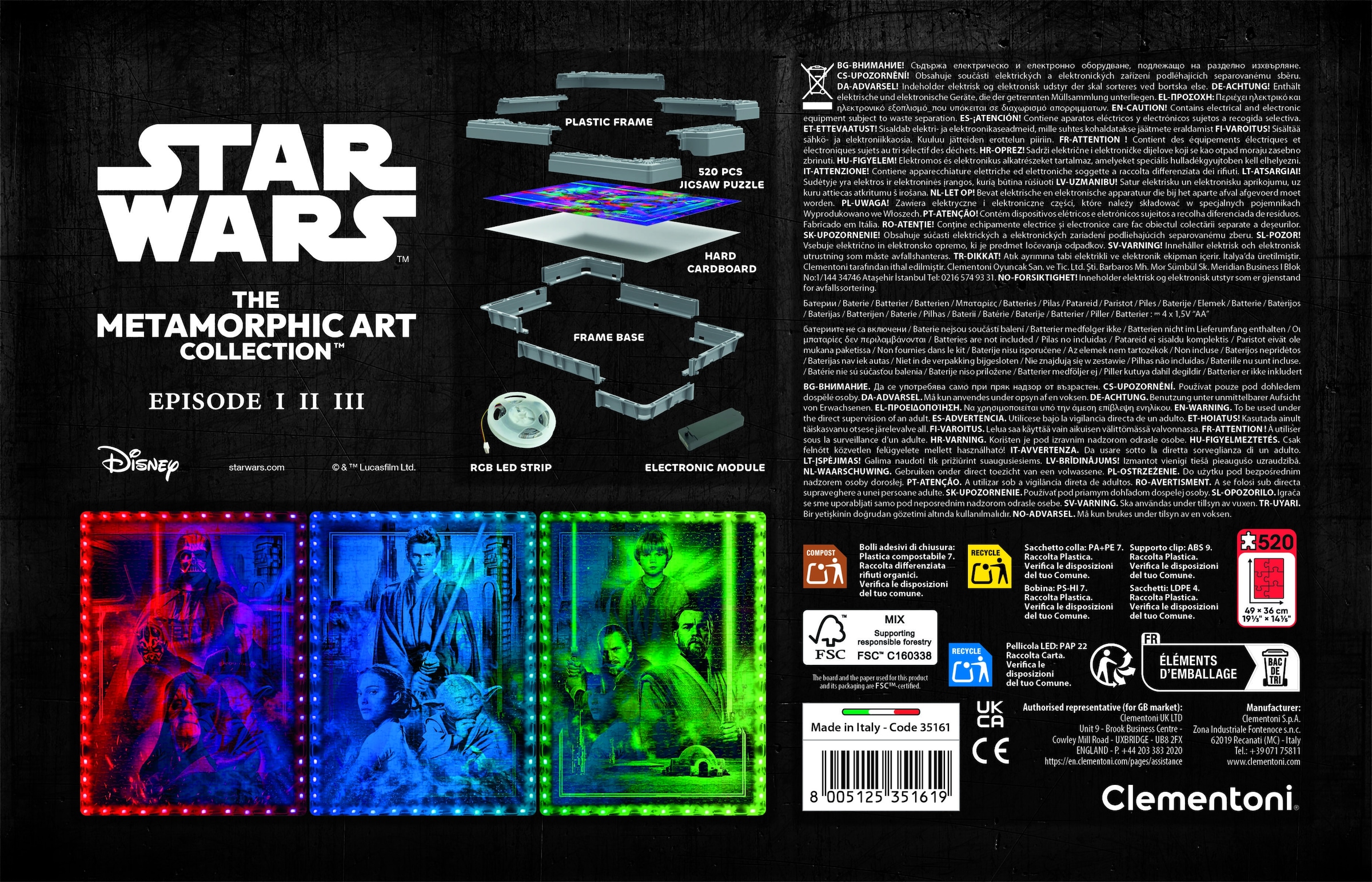 Clementoni® Puzzle »Star Wars - The Metamorphic Art Collection Episode 1-2-3« Mit Licht; Made in Europe