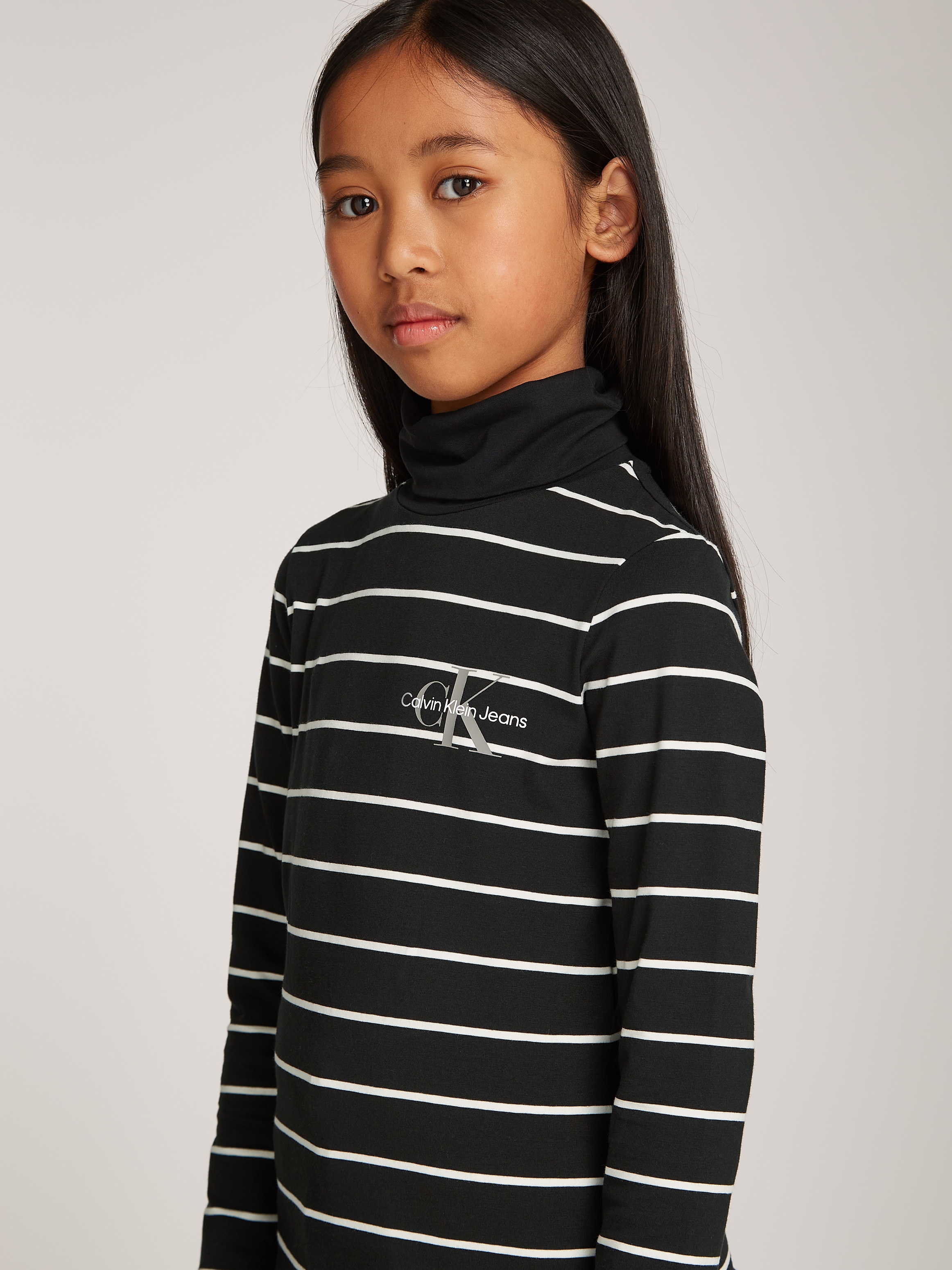 Calvin Klein Jeans Rollkragenshirt »Slim Roll Neck Stripe Ls T-Shirt«, für Kinder bis 16 Jahre und mit Logoschriftzug