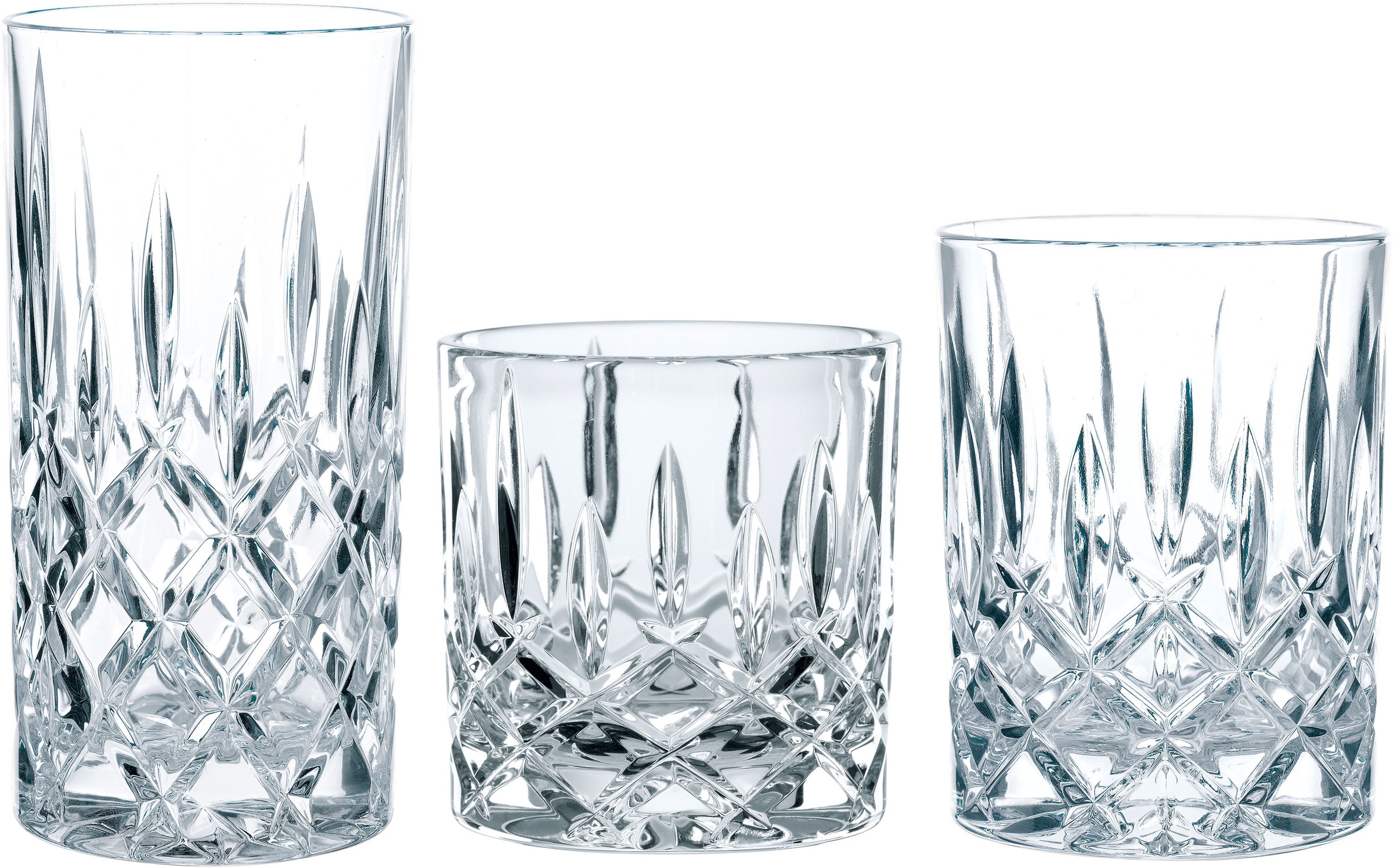 Nachtmann Gläser-Set »Noblesse«, (Set, 18 tlg., Fassungsvermögen: SOF 245ml, DOF 295ml, LD 375ml-Höhe: SOF 8,4cm, WB 9,8cm, LD 14,8cm-Durchmesser: SOF 8cm, DOF 8,2cm, LD 7,7cm), 18-teilig