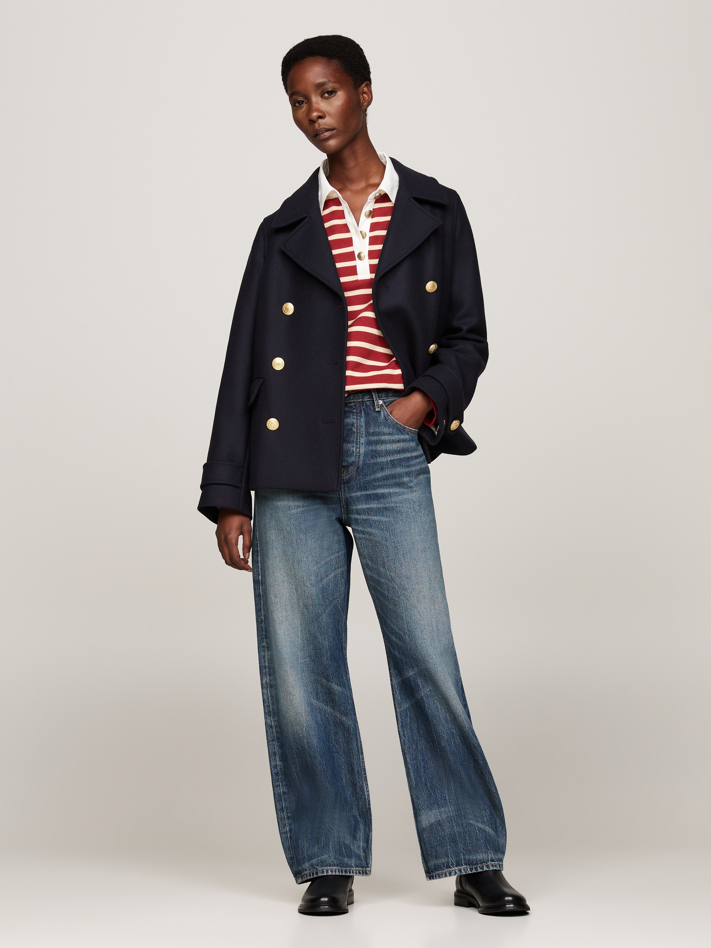 Tommy Hilfiger Stiefelette »TH CHAIN LEATHER LOW BOOTIE«, Blockabsatz, Businesschuh, Ankleboots mit goldfarbener Zierkette