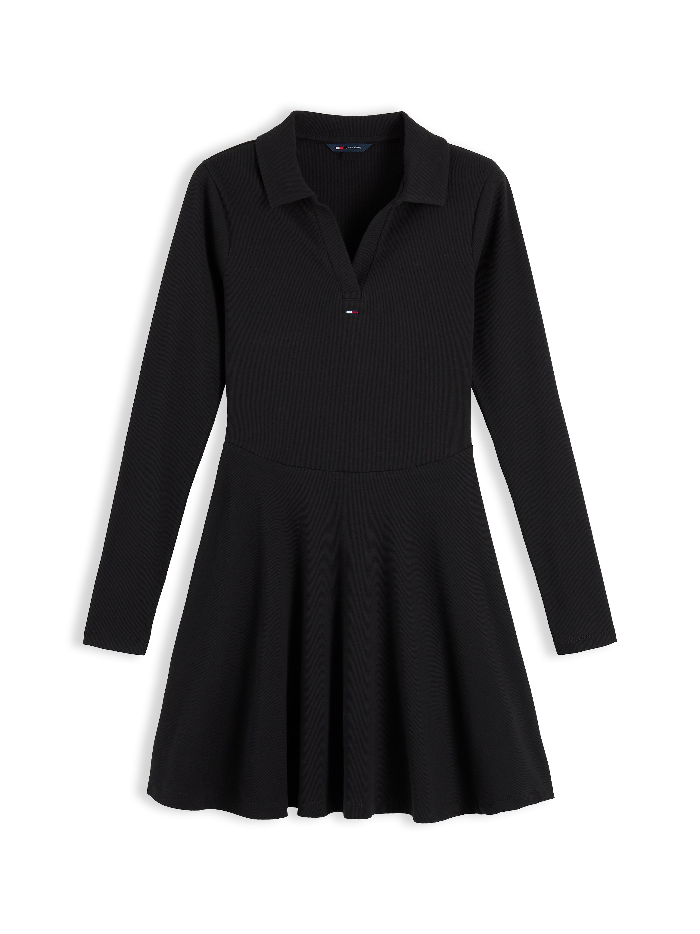 Tommy Jeans Polokleid »TJW RIB FIT & FLARE POLO DRESS« Baumwollmischung, figurbetont, gerippte Struktur, ausgestellte Form