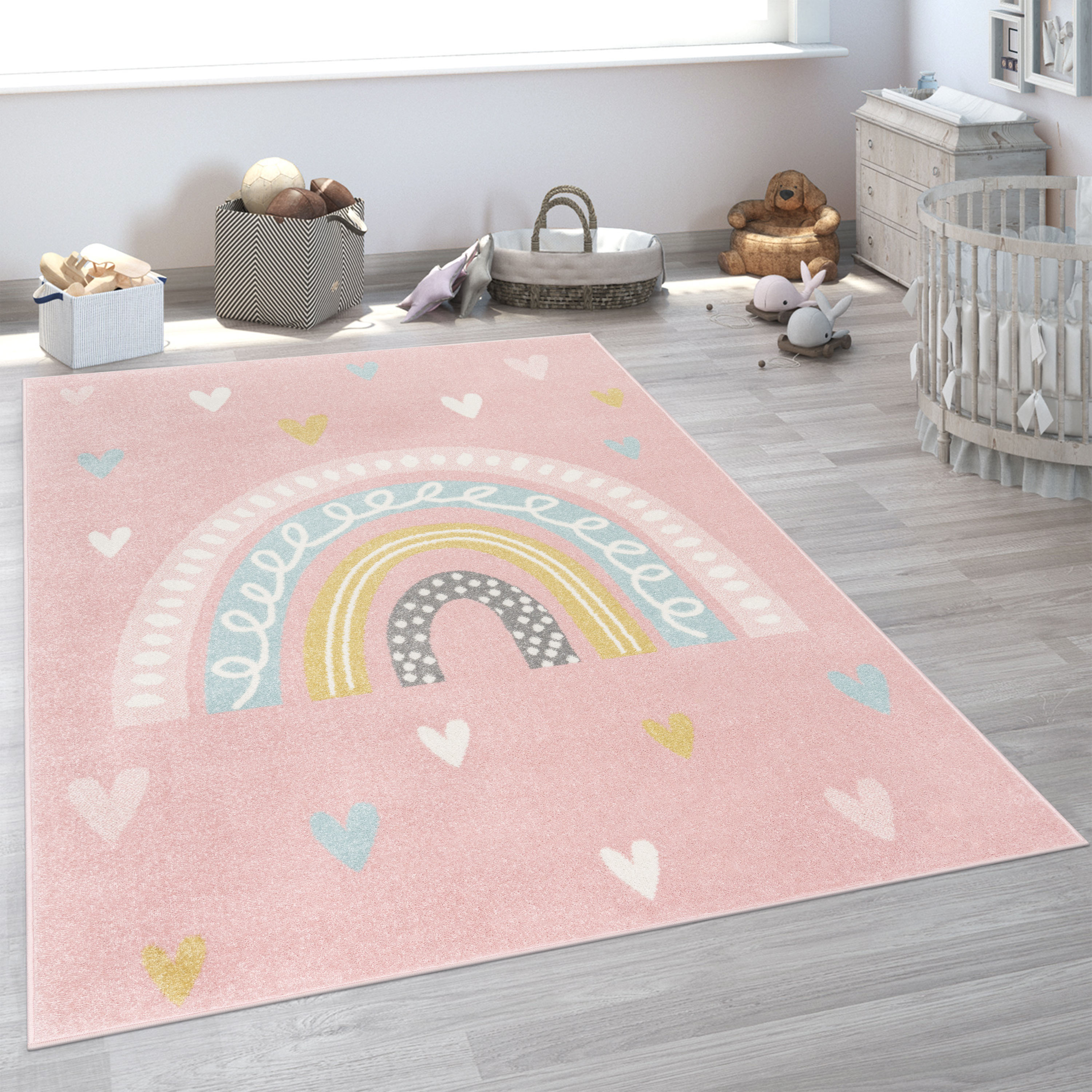 Kinderteppich »Nino 887«, rechteckig, Kurzflor, Spielteppich, Motiv Regenbogen &...