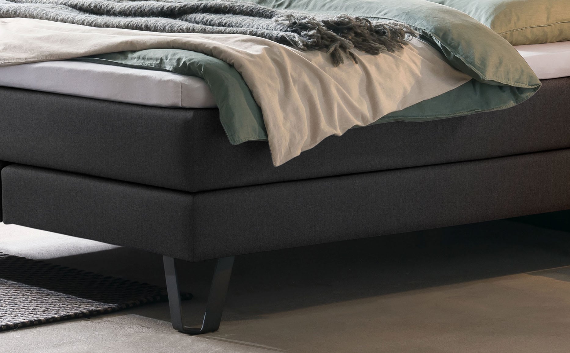 HASENA Boxspringbett Oakland, Boxspringbett, Industrial Look, Kopfteil aus Wildeiche, Used-Look