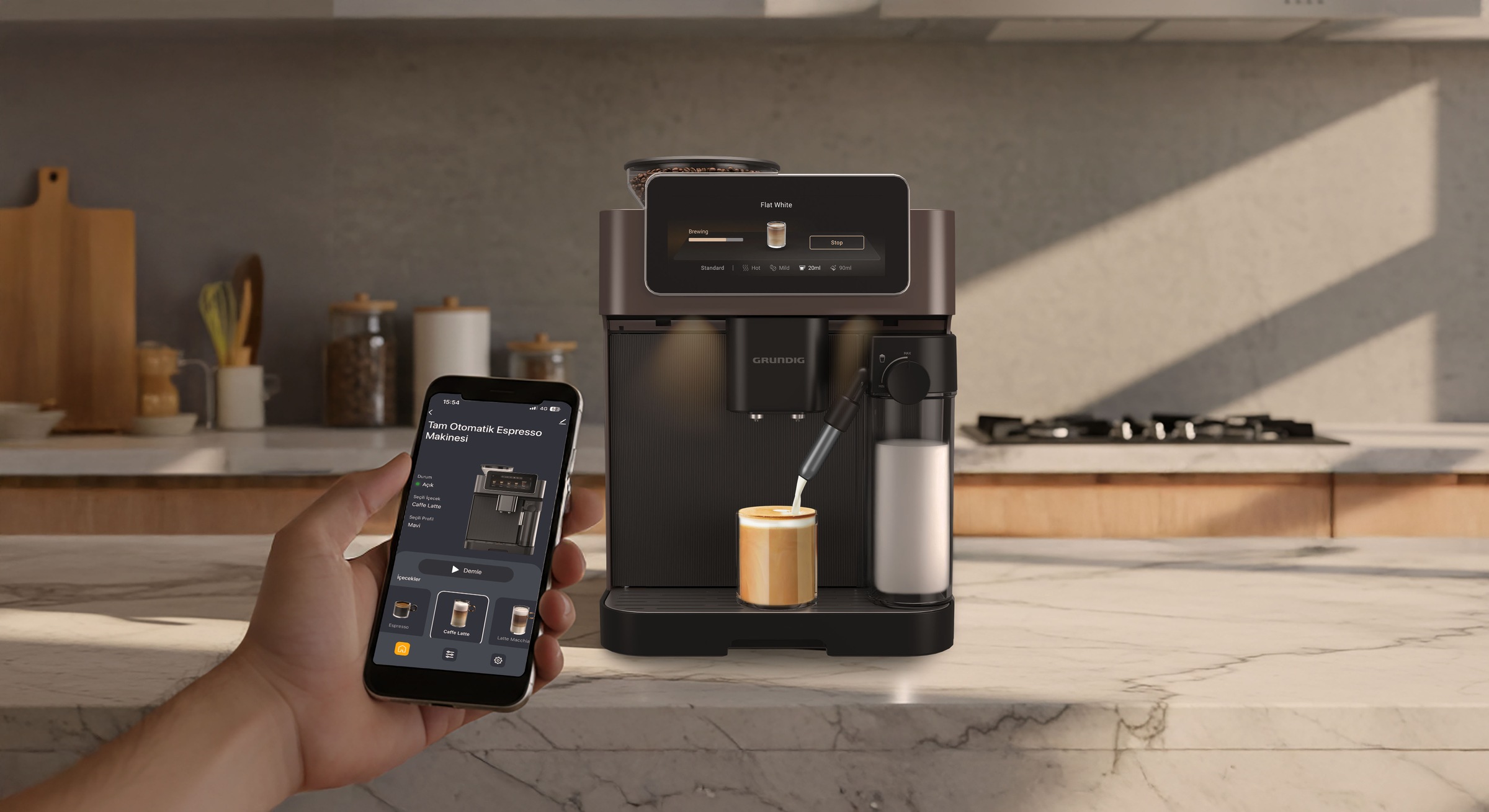 Grundig Kaffeevollautomat »KVA 9230« Premium Kaffeevollautomat mit App, 50+ Getränke & CreamyPro™
