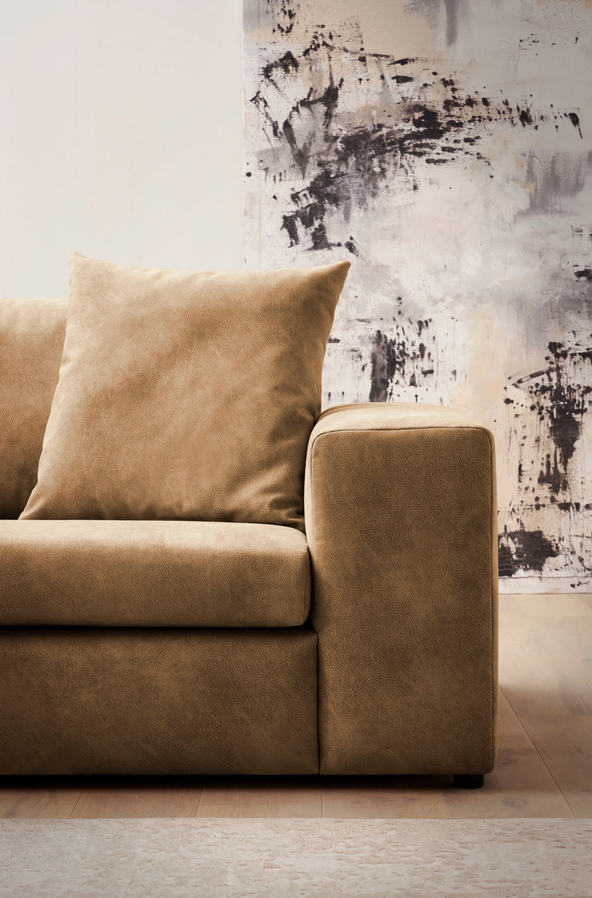 andas Ecksofa »SLEETLAND XXL in Samtvelours oder Vintage-Leder-Optik, L-Form,«, besonders groß und bequem