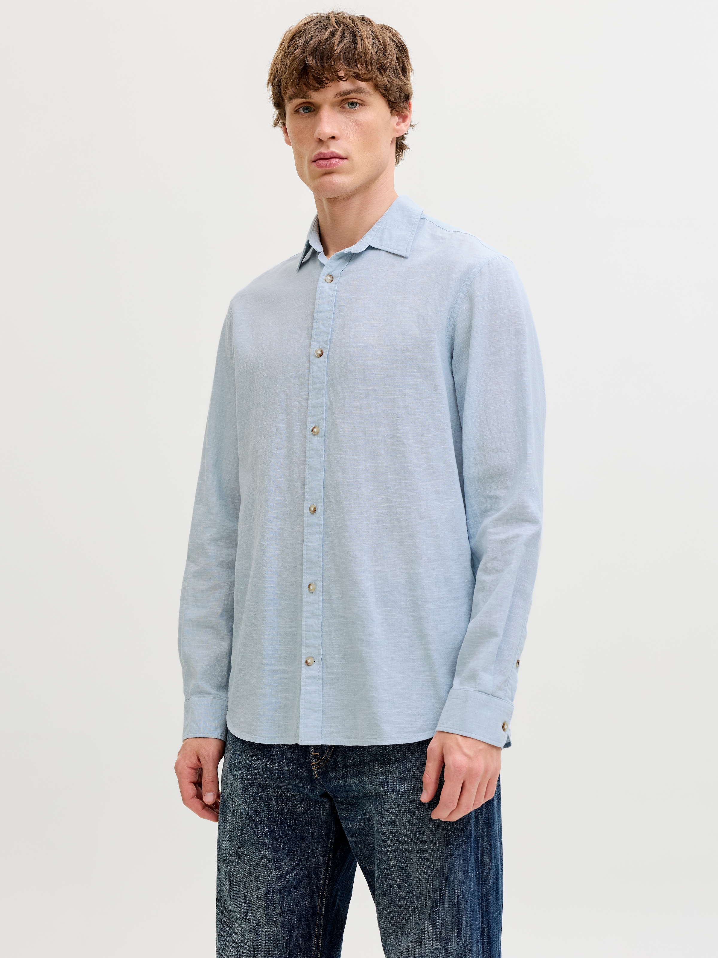 Jack & Jones Langarmhemd »JJESUMMER LINEN BLEND SHIRT L/S SN« Baumwollmischung, regular fit