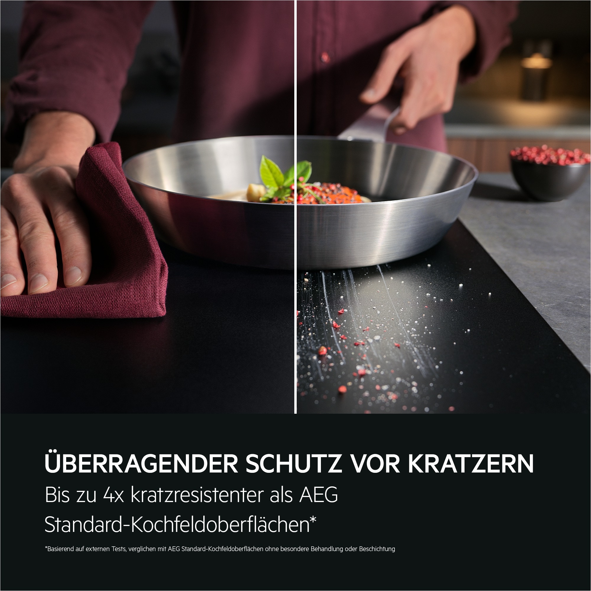 AEG Backofen-Set »HH24BSISML«, mit 1-fach-Teleskopauszug, Aqua Clean, SaphirMatt®-Induktionskochfeld-Kratzresistente Oberfläche, Pizzastufe