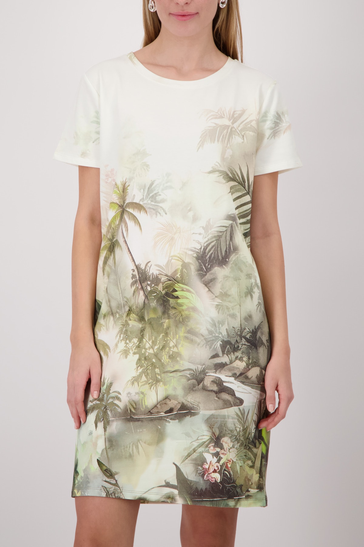 Monari Shirtkleid »Kleid Tropical Allover« Ohne Tasche Regular fit mit tropischem Print