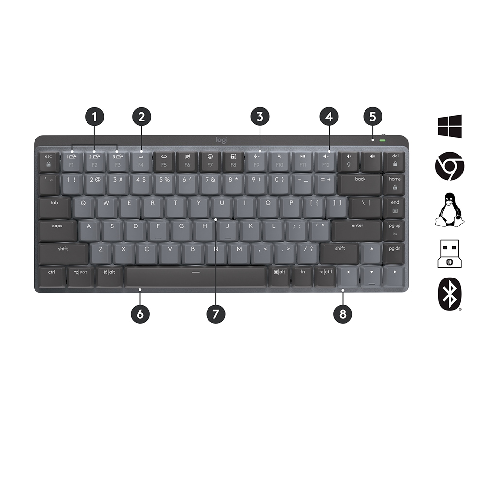 Logitech Gaming-Tastatur »MX Mini Minimalist Wireless Illuminated - US - TACTILE«, Arbeiten. Spielen. Kommunizieren.