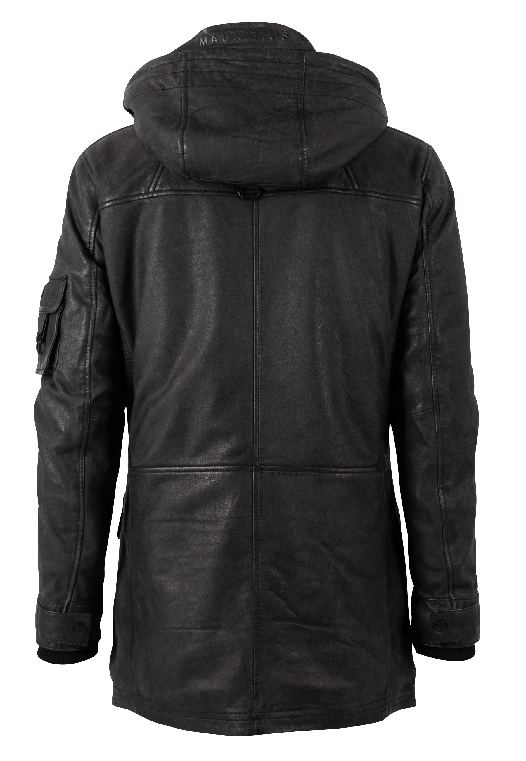 Mauritius Parka »MMUnimak« mit Kapuze aus Leder mit textilen Details