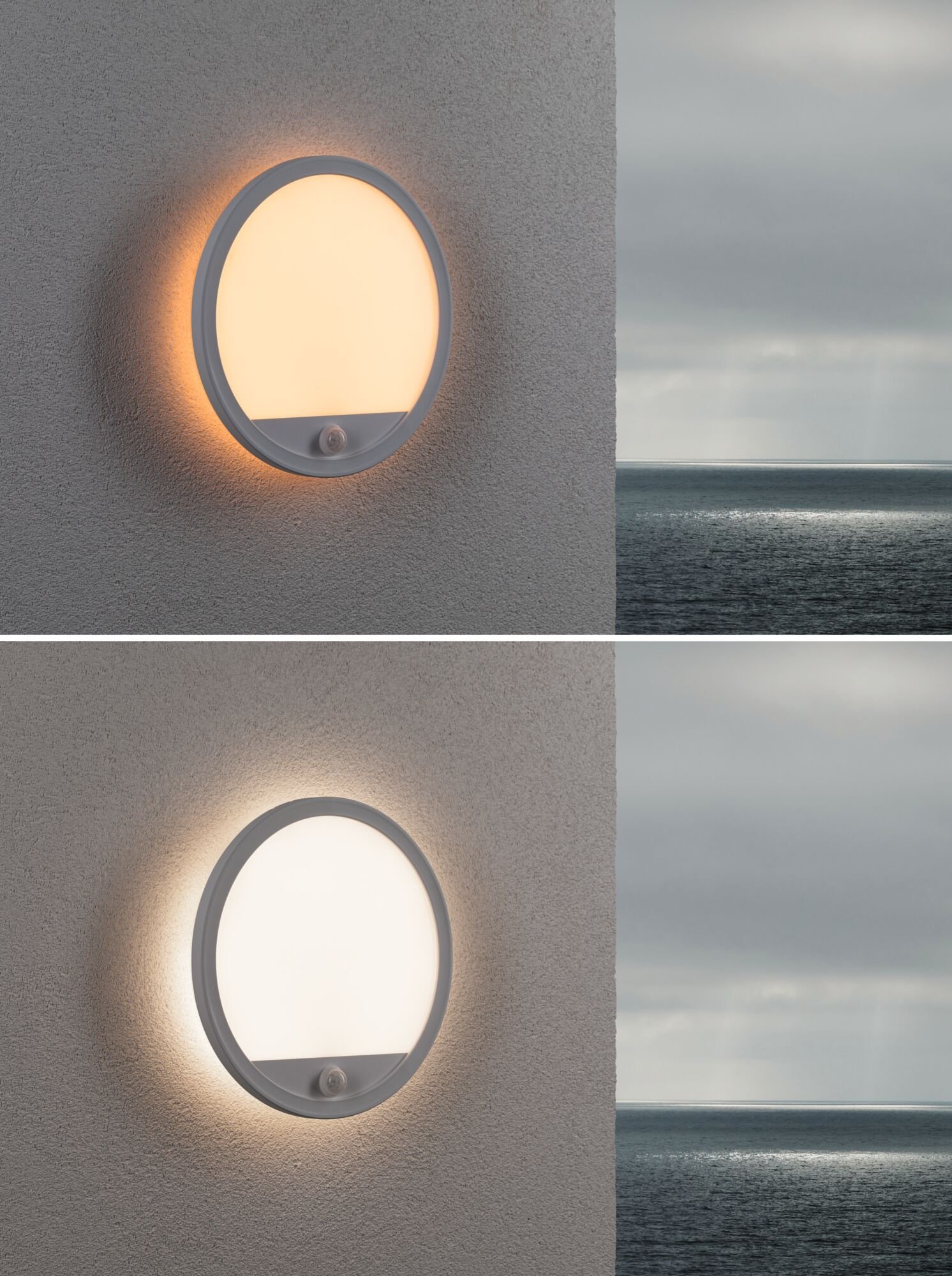 Paulmann LED Außen-Wandleuchte »Außenpanel Lamina IP44 rund 280mm 14W 1150lm 230V Kunststoff« 1 Stk. Warmweiß Backlight Bewegungsmelder insektenfreundlich tunable warmwhite