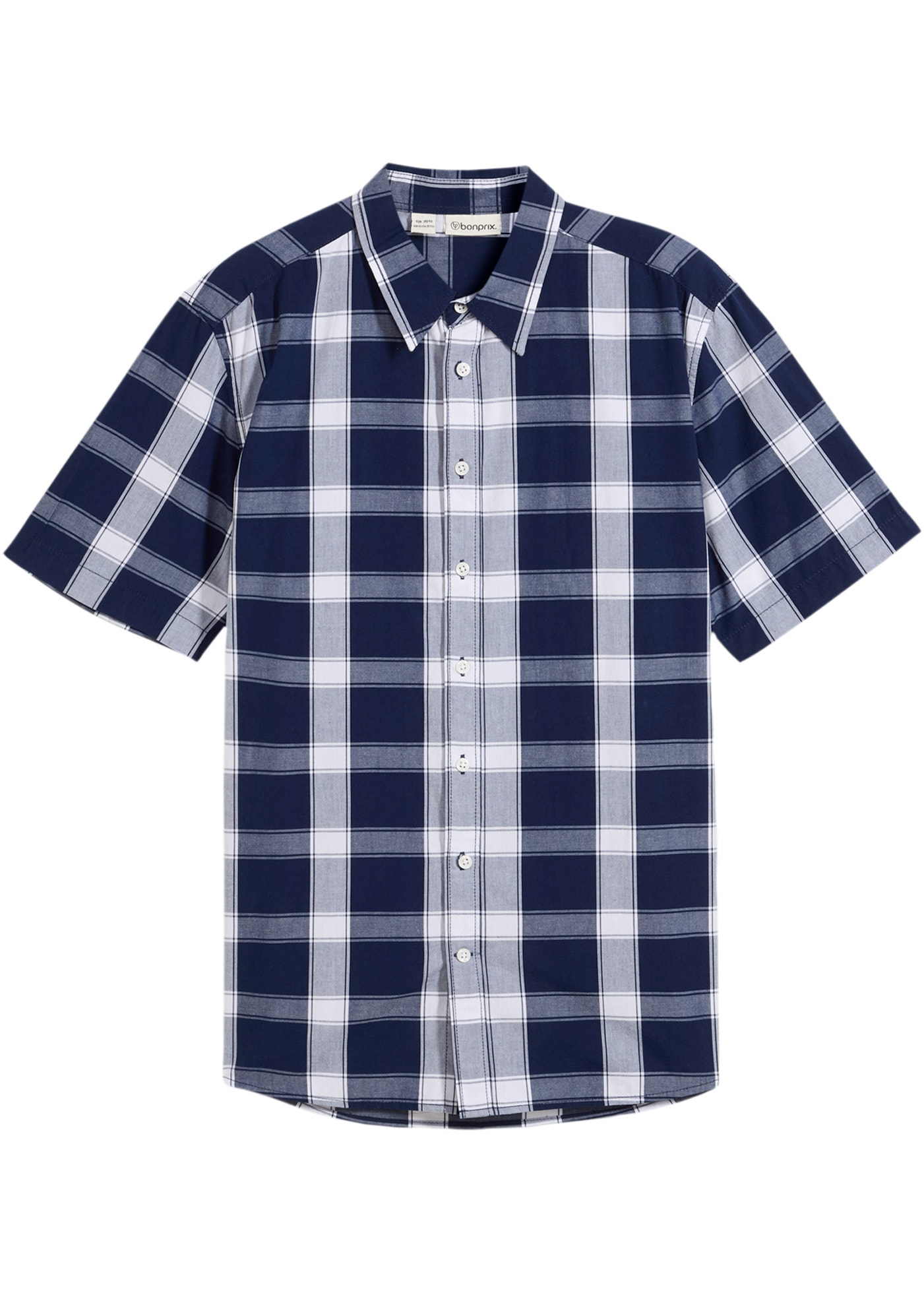 bonprix Kurzarmhemd Regular Fit, aus Baumwolle, mit Allover Karomuster, mit Kentkragen