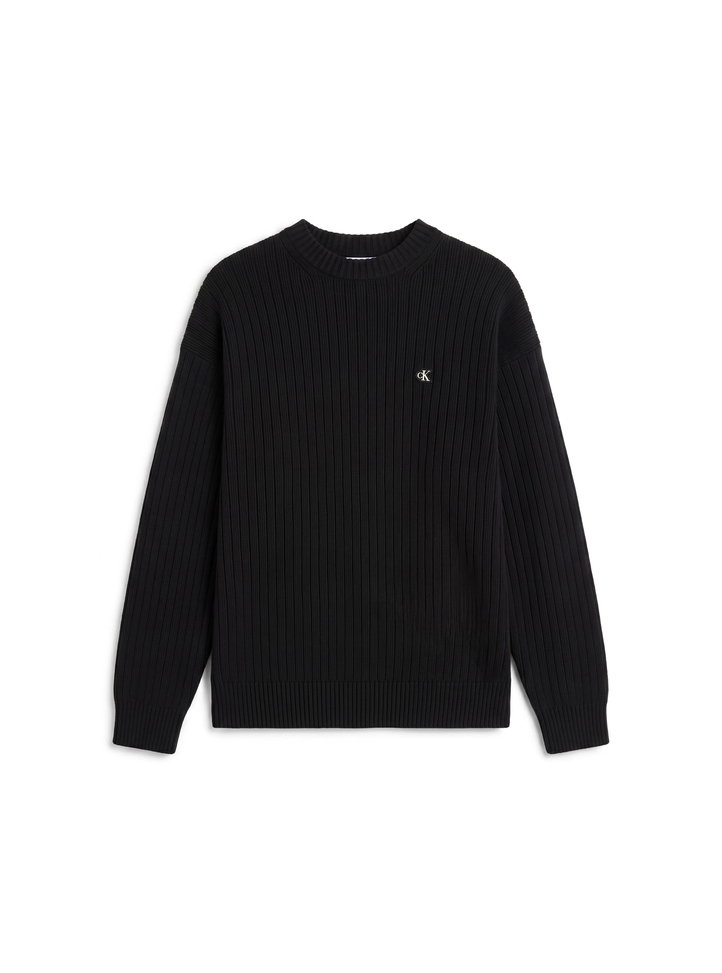Calvin Klein Jeans Strickpullover Rippstrick, Regular Fit, Logo-Stickerei