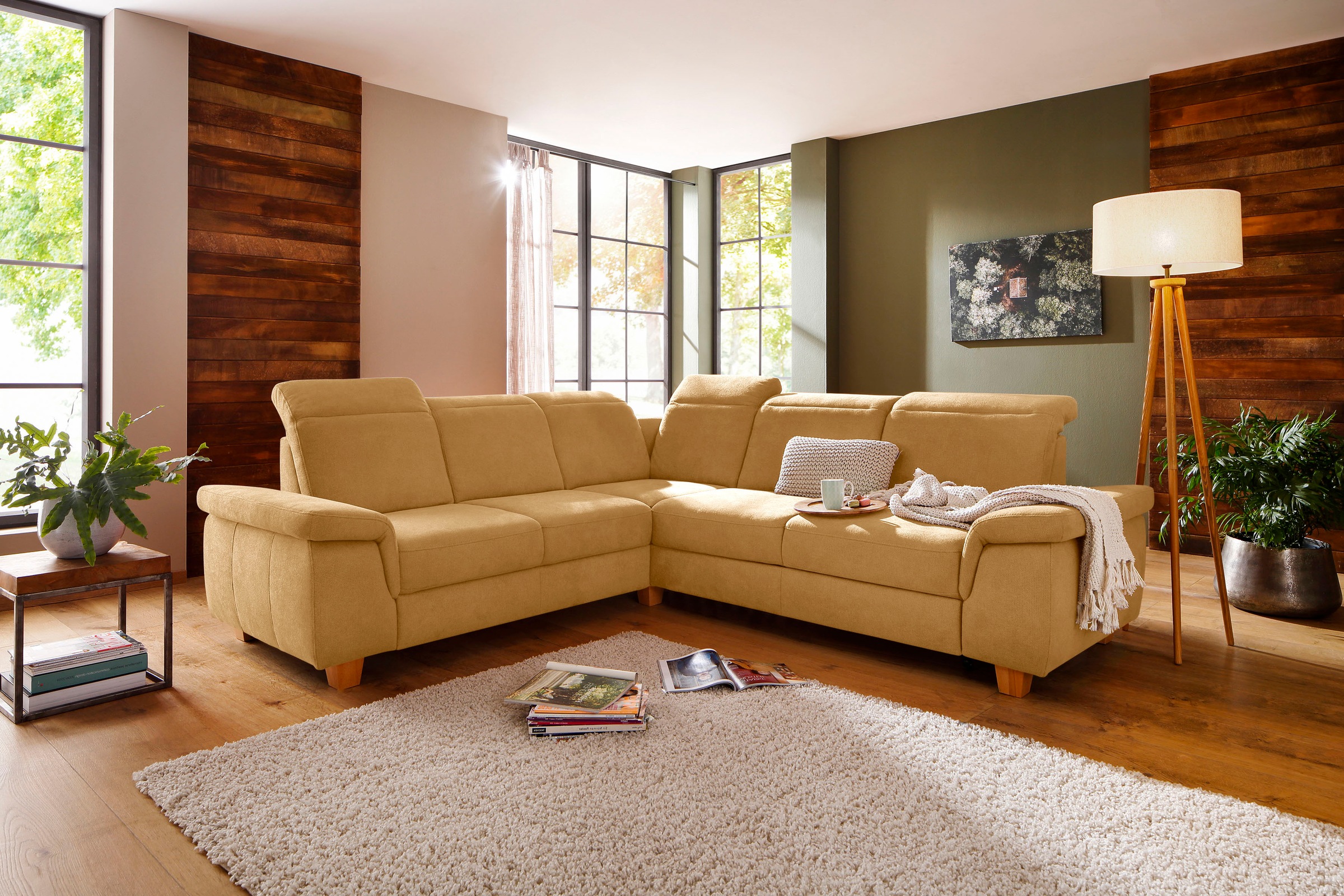 Home affaire Ecksofa »Dalia L-Form« mit Federkernpolsterung, wahlweise mit Bettfunktion, Bettkasten