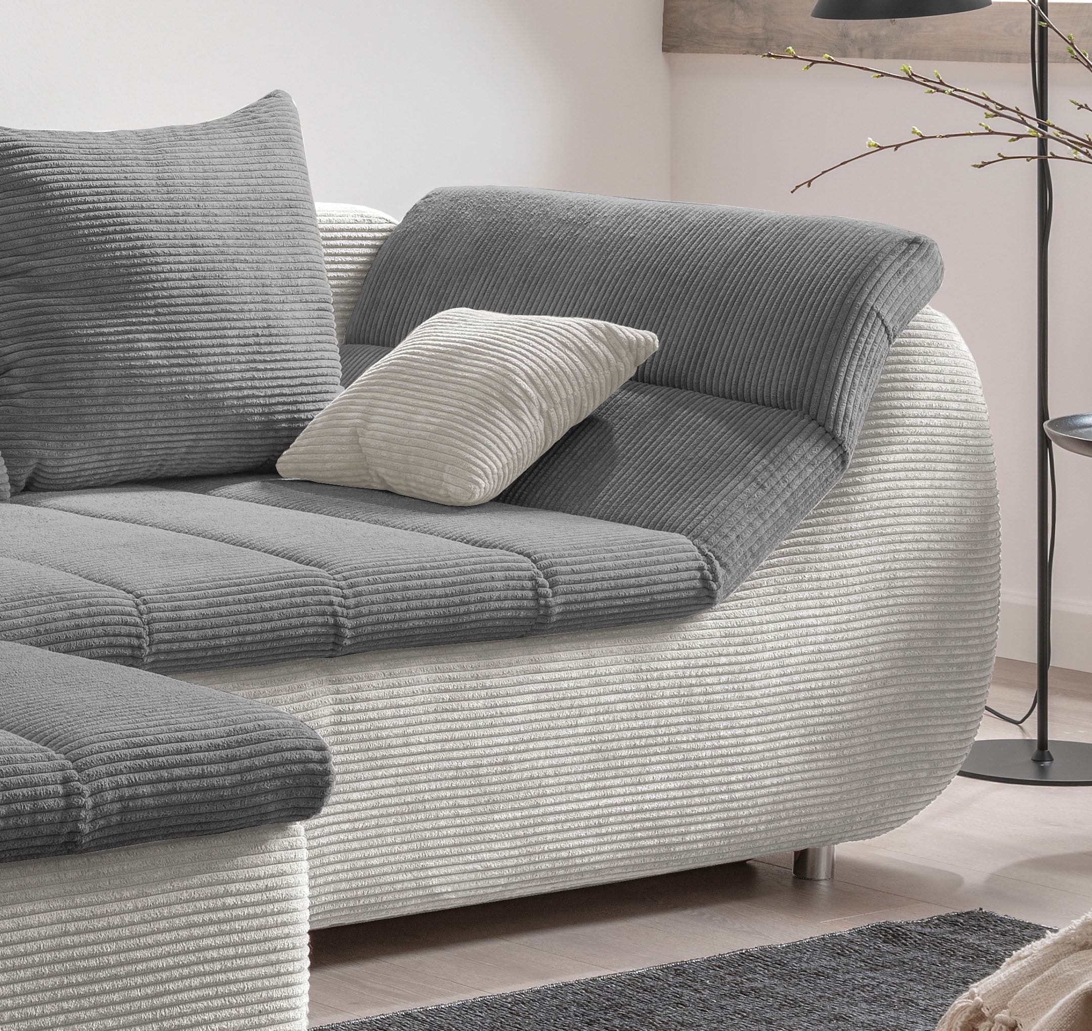 INOSIGN Ecksofa »Imola elegant und bequem, aktuelle Steppung im Sitz, L-Form«, wahlweise mit Bettfunktion