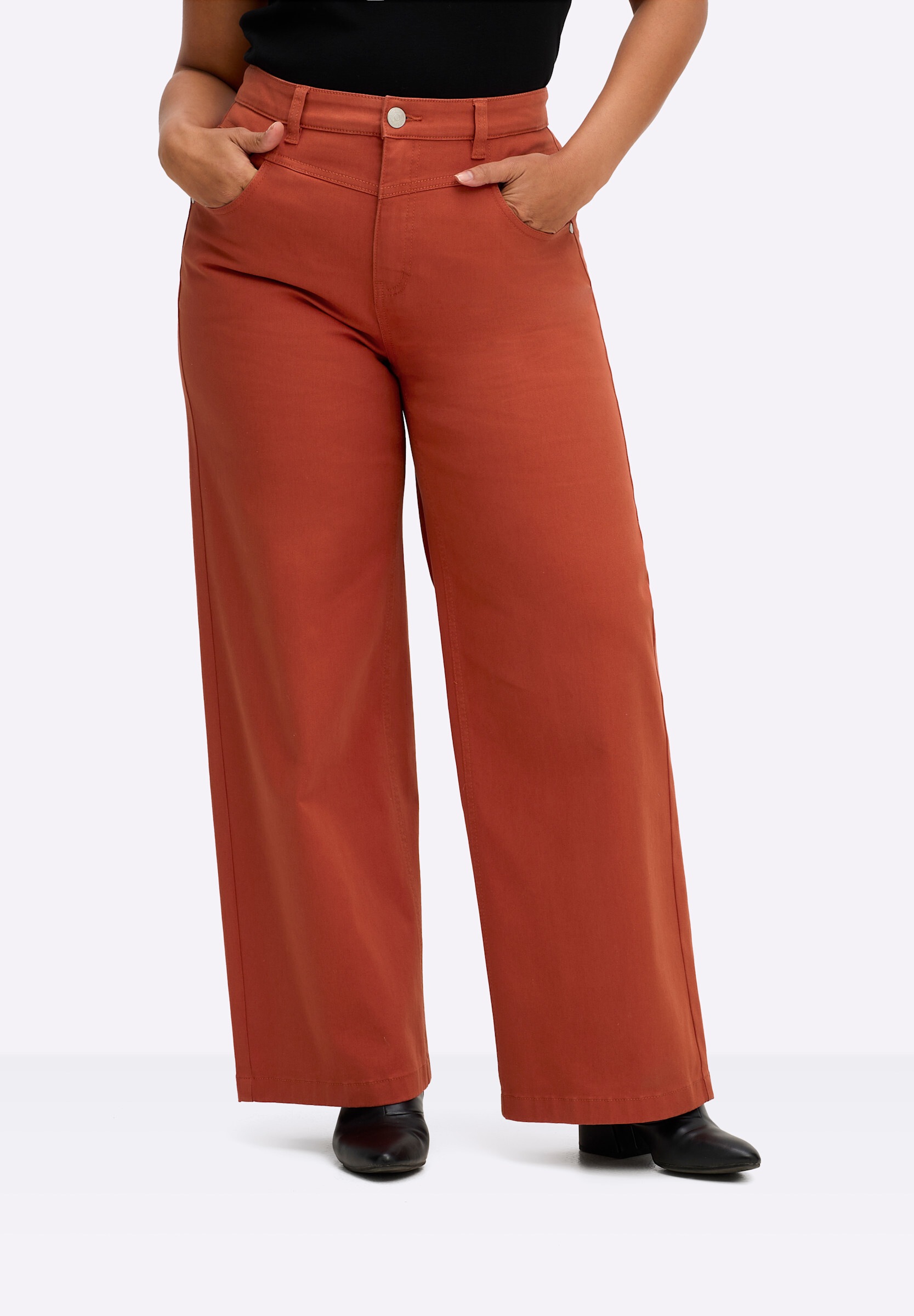 Sheego 5-Pocket-Jeans »Jeans Jeans mit weitem Bein und High-Waist-Bund«