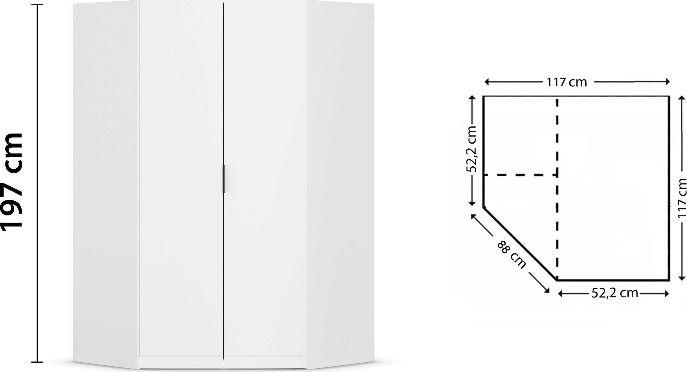 rauch Kleiderschrank »Eckschrank Schrank Ankleidezimmer Schlafzimmer Garderobe LAGOA« voll ausgestattet viel Stauraum, optional mit Aufsatz MADE IN GERMANY