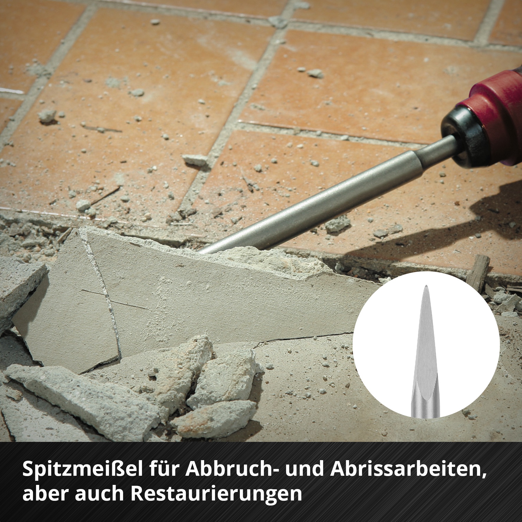 Einhell Meißel-Set 3 Stk. tlg. Spitzmeißel, Flachmeißel, Spatmeißel